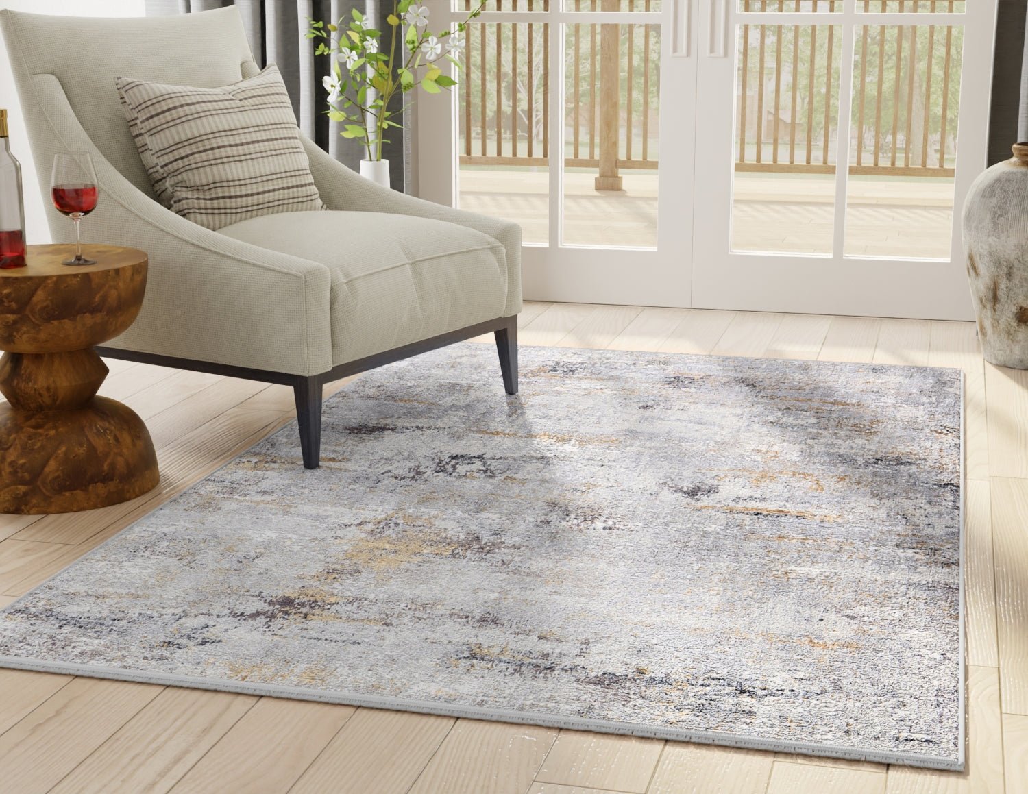 Feizy Cadiz 3887F Ivory Gray Modern/Casual/Industrial Machine Woven Rug - Rugs - Feizy - Atlanta Designer Rugs