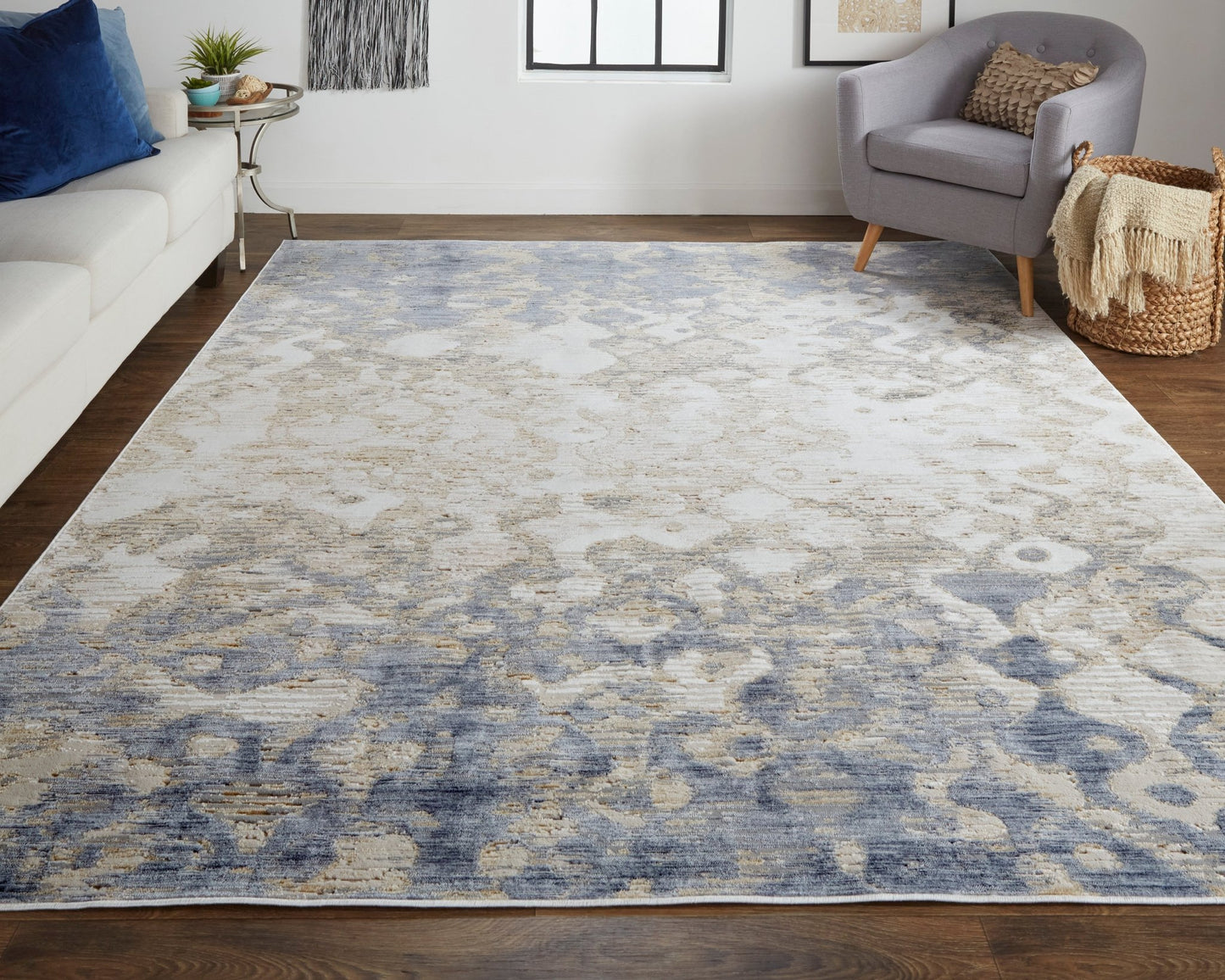 Feizy Laina 39G7F Blue Beige Transitional/Industrial/Casual Machine Woven Rug - Rugs - Feizy - Atlanta Designer Rugs