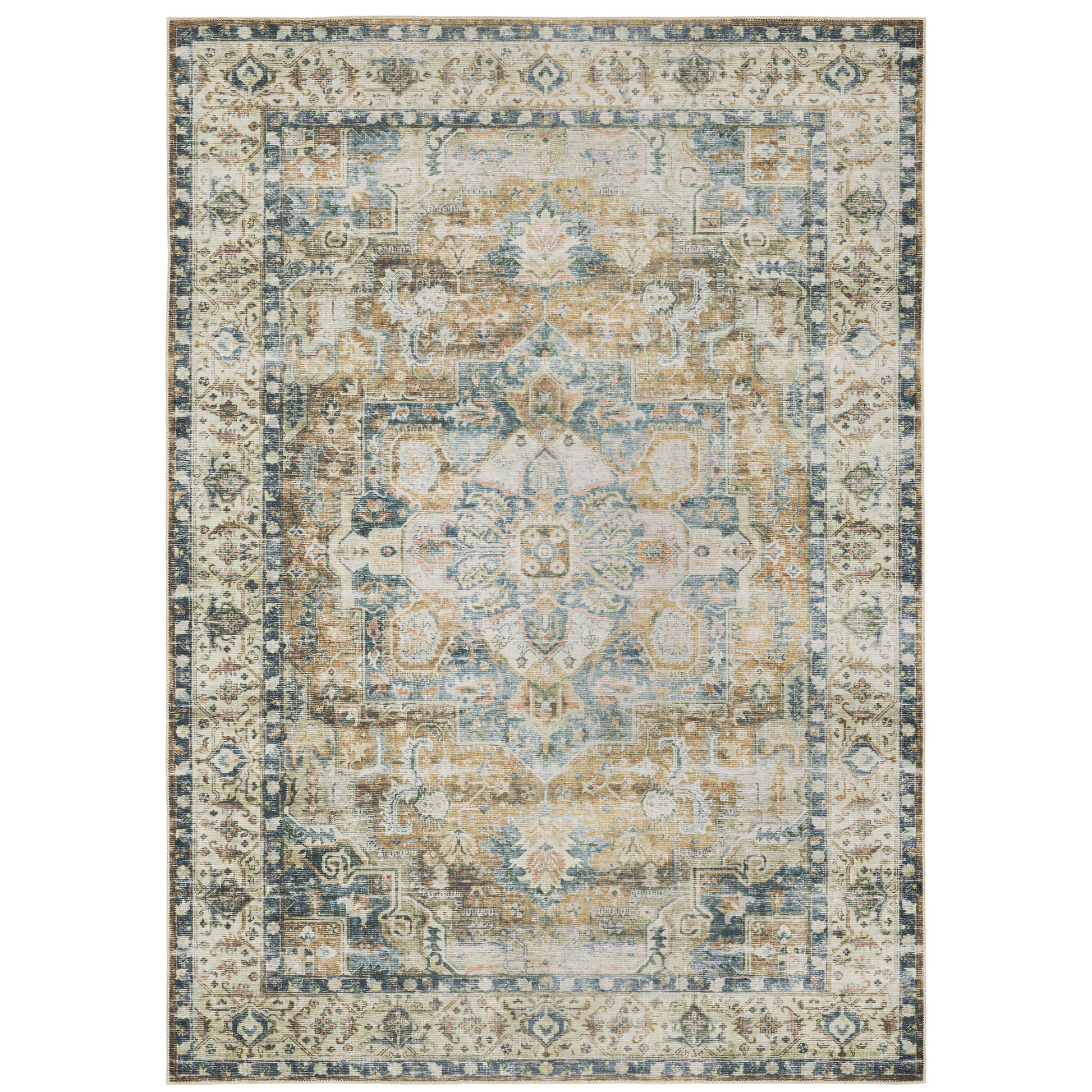 Oriental Weavers Charleston CHA02 Blue Washable Power-Loomed Rug