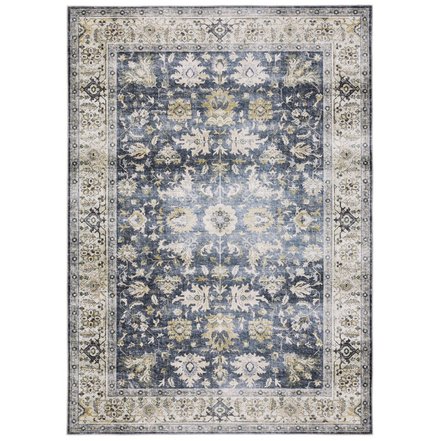 Oriental Weavers Charleston CHA08 Blue Washable Power-Loomed Rug