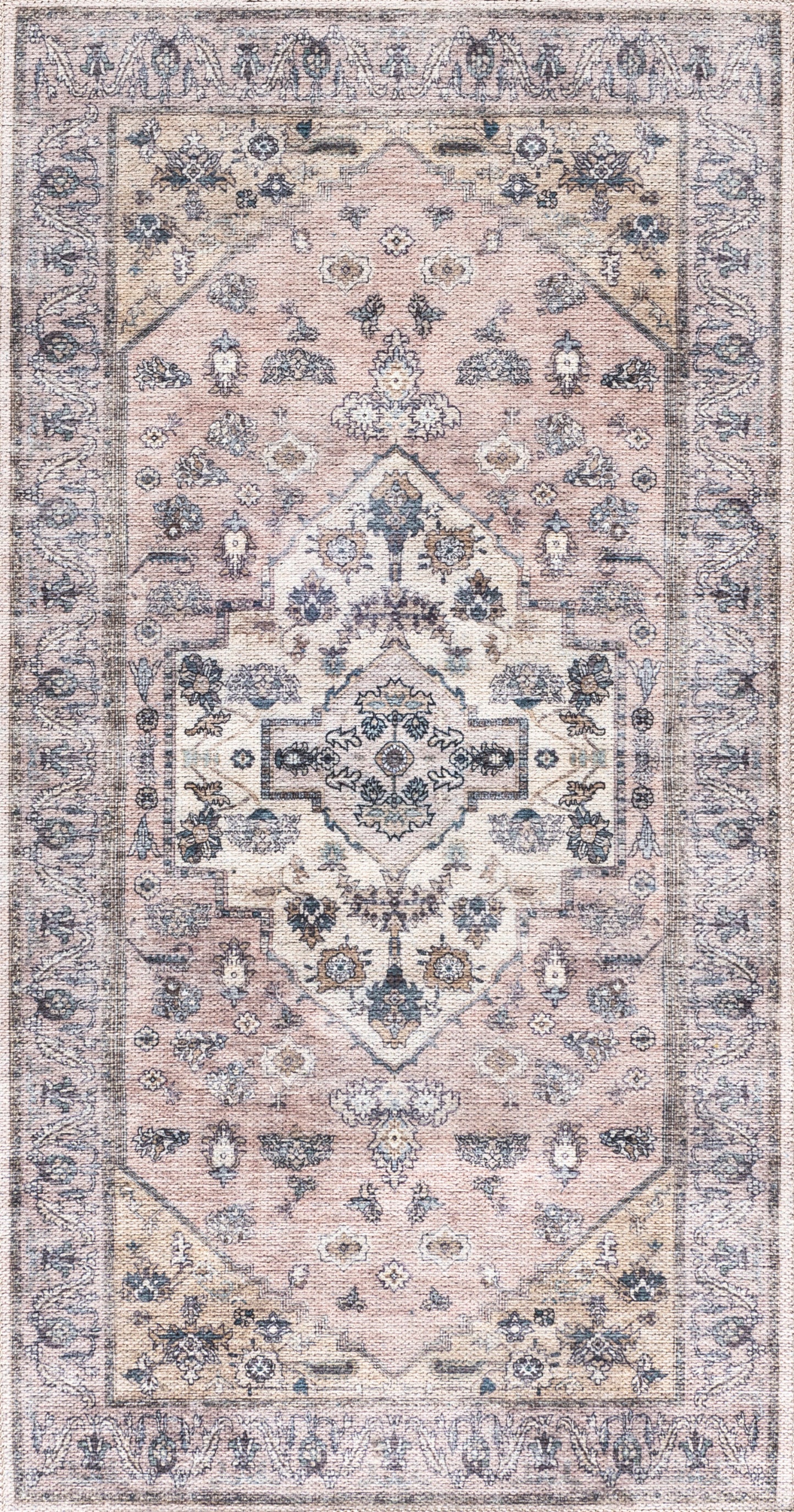 Nourison Home Grand Washables GRW03 Blush Traditional Power-Loomed Rug