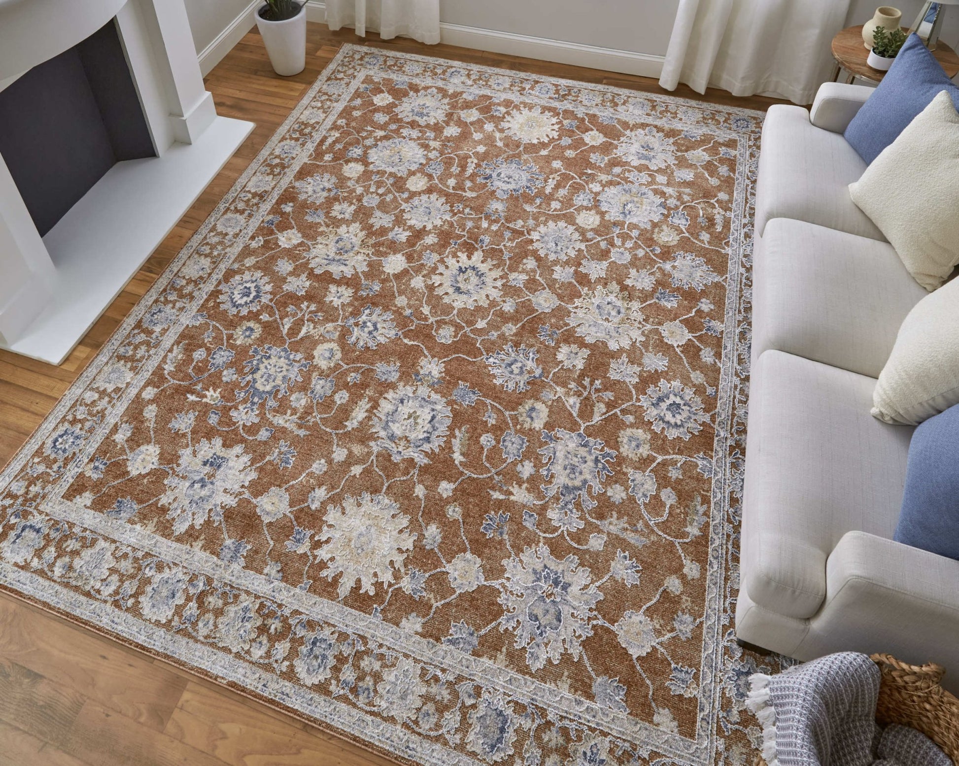 Feizy Pasha 39M7F Terracotta Ivory Transitional/Bohemian & Eclect Machinemade Rug - Rugs - Feizy - Atlanta Designer Rugs