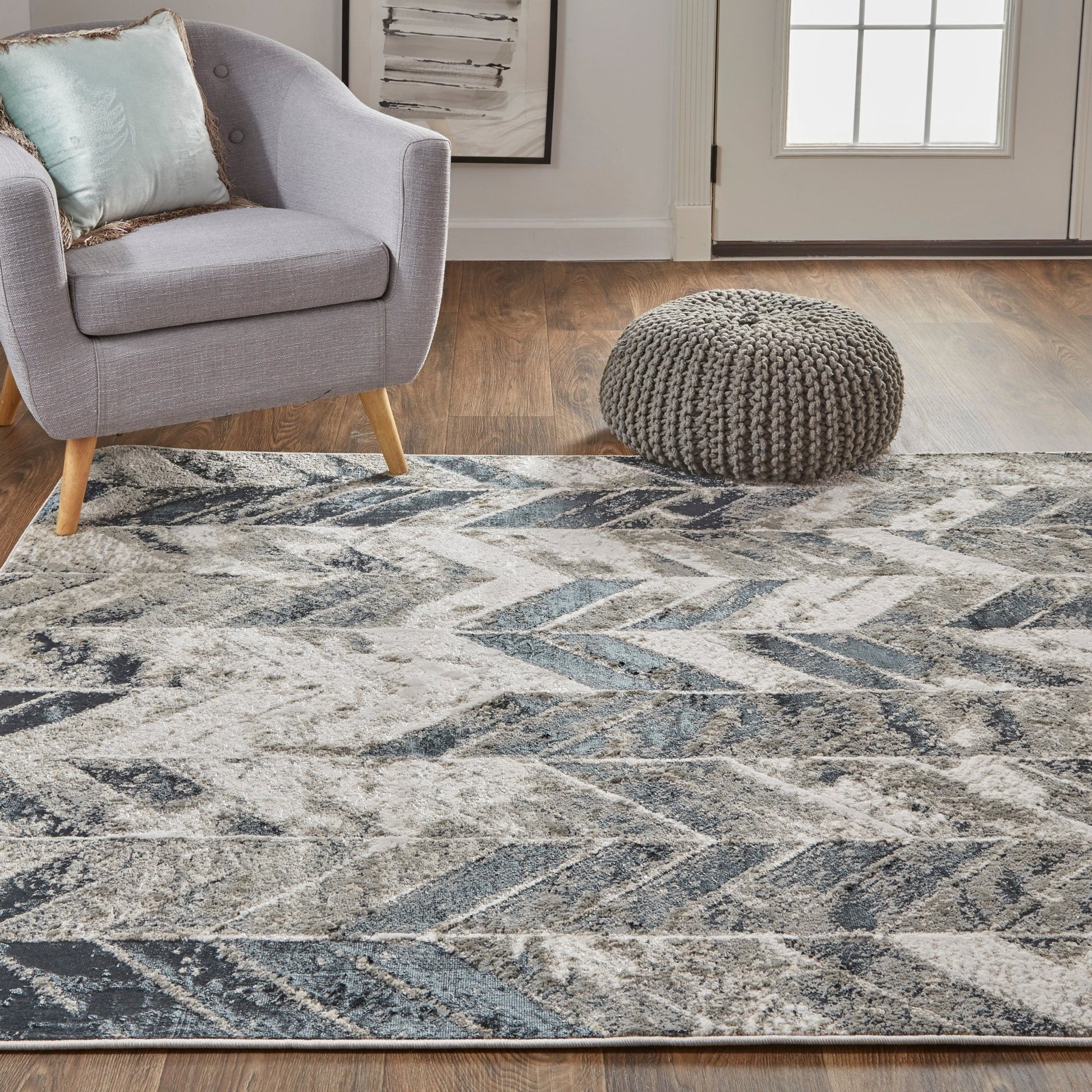 Feizy Micah 3048F Gray Silver Modern/Industrial Machine Woven Rug - Rugs - Feizy - Atlanta Designer Rugs