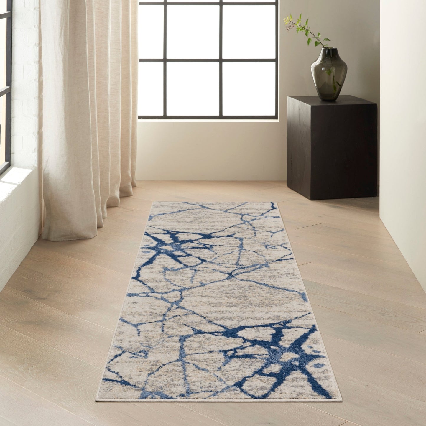 Calvin Klein River Flow RFV05 Ivory Blue Contemporary Machinemade Rug - Rugs - Calvin Klein - Atlanta Designer Rugs