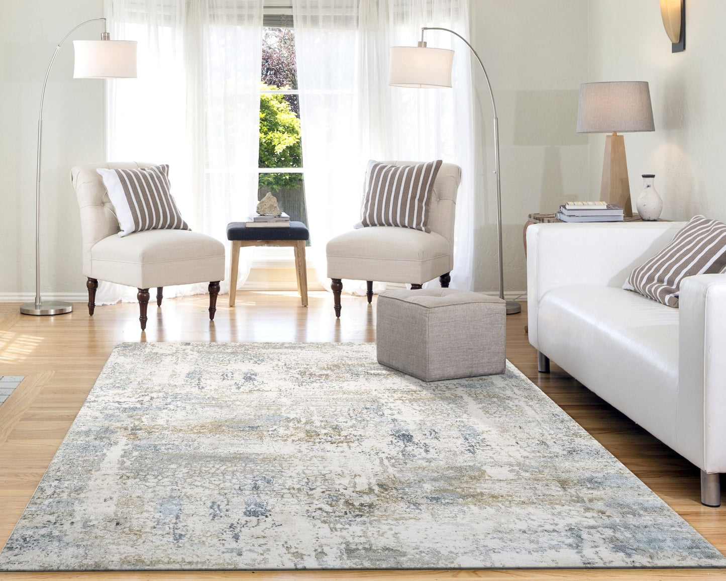 Dynamic Rugs Quartz 27050 Ivory Blue Transitional Machine - Made Rug - Rugs - Dynamic Rugs - Atlanta Designer Rugs