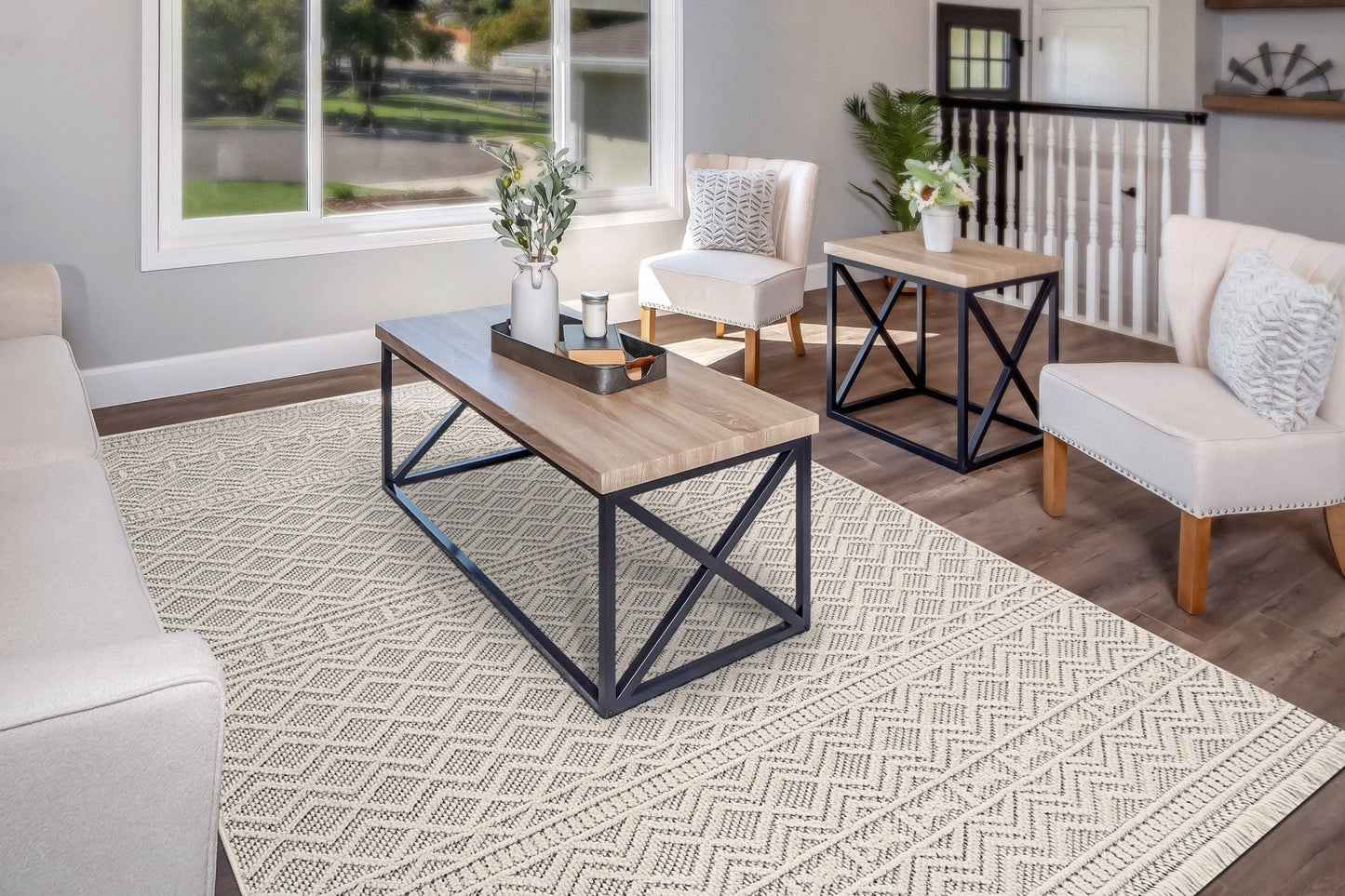 Dynamic Rugs Seville 3610 Ivory Soft Grey Modern Machine - Made Rug - Rugs - Dynamic Rugs - Atlanta Designer Rugs