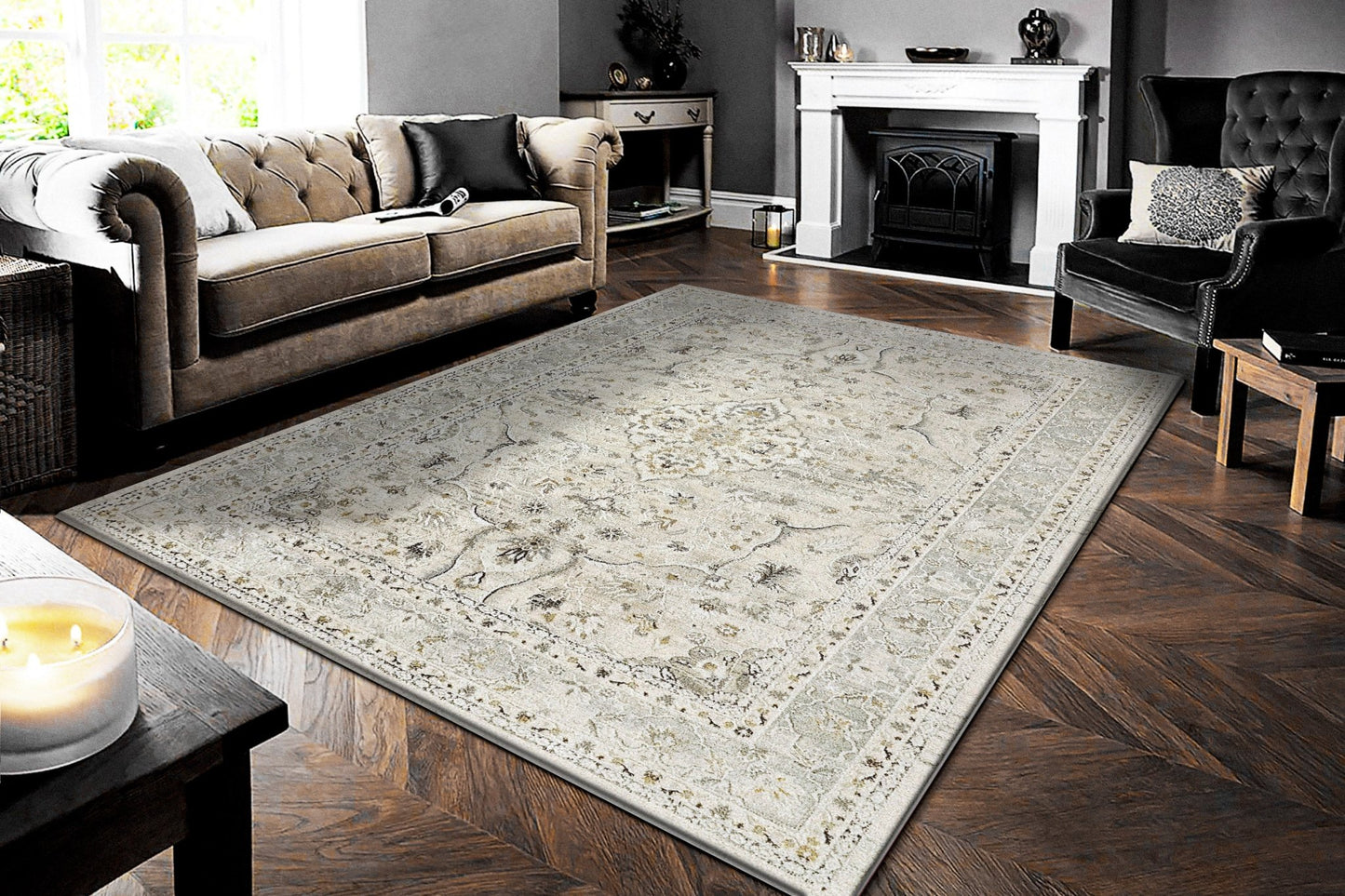 Dynamic Rugs Annalise 7605 Cream Blue Traditional Machine - Made Rug - Rugs - Dynamic Rugs - Atlanta Designer Rugs