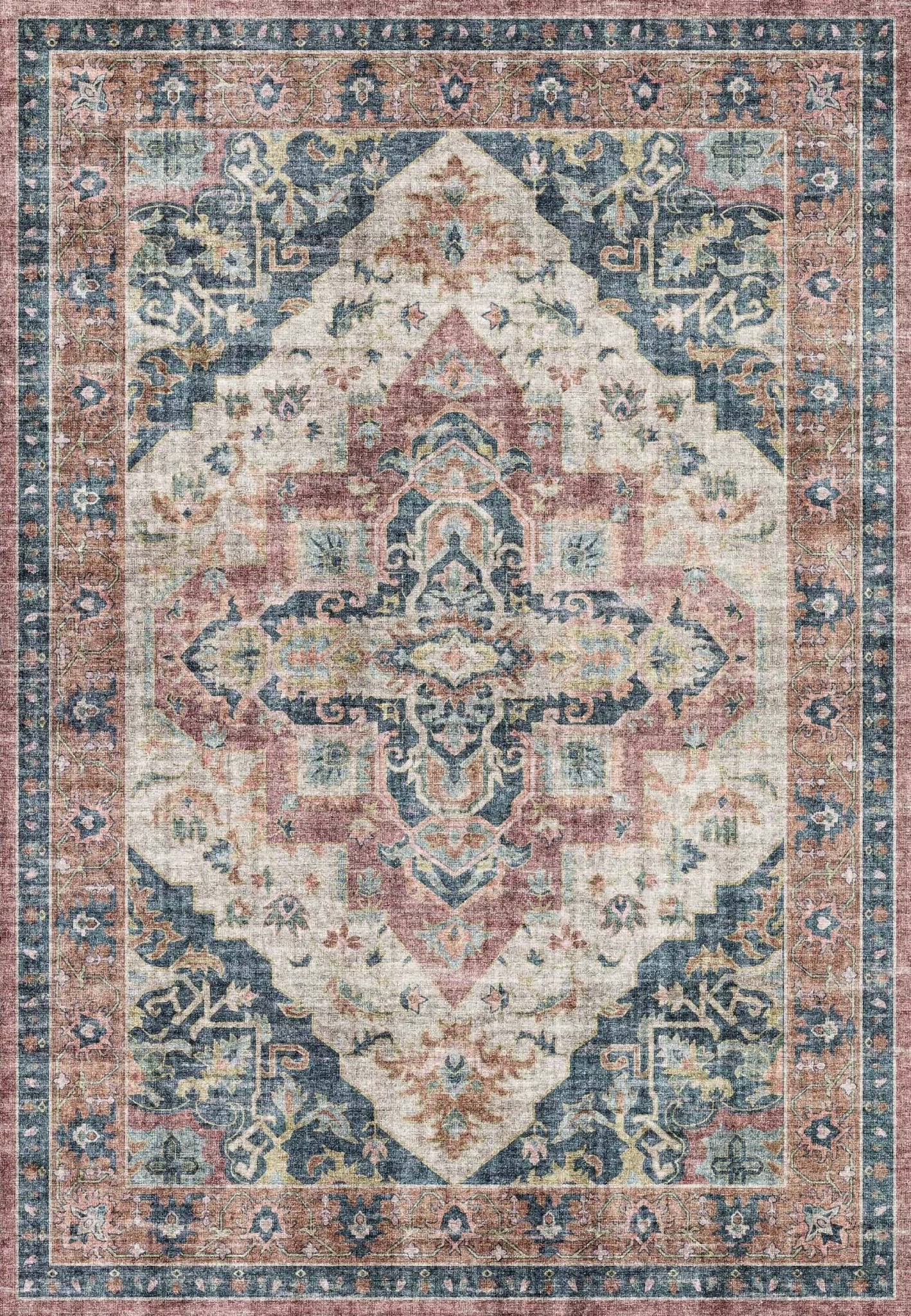 Dynamic Rugs Elise 6306 Wine Navy Tan Traditional Machine - Made Rug - Rugs - Dynamic Rugs - Atlanta Designer Rugs