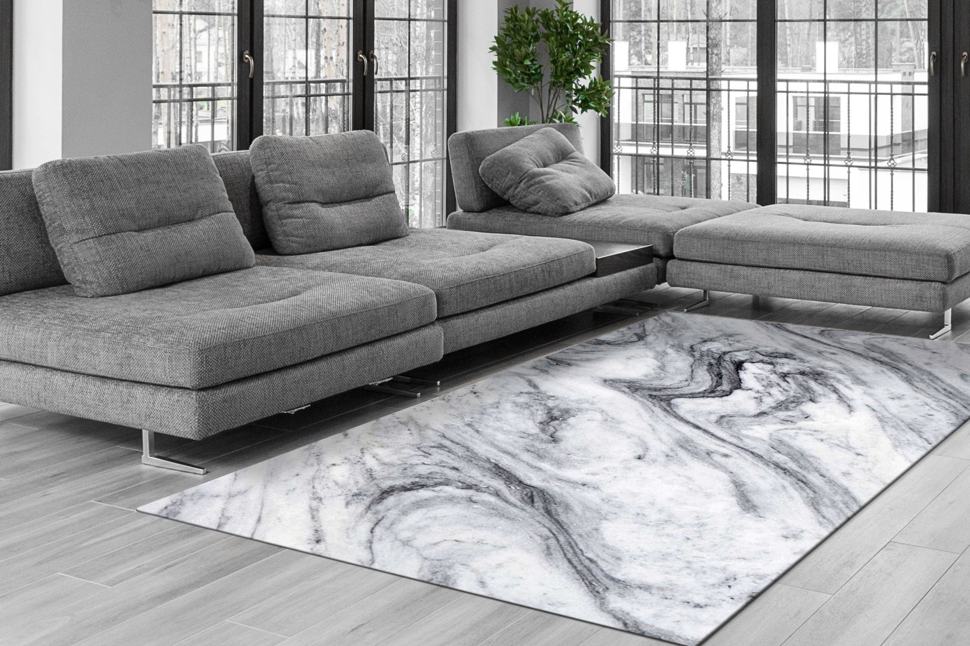 Dynamic Rugs Rhythm 6420 Grey Ivory Charcoal Modern Machine - Made Rug - Rugs - Dynamic Rugs - Atlanta Designer Rugs