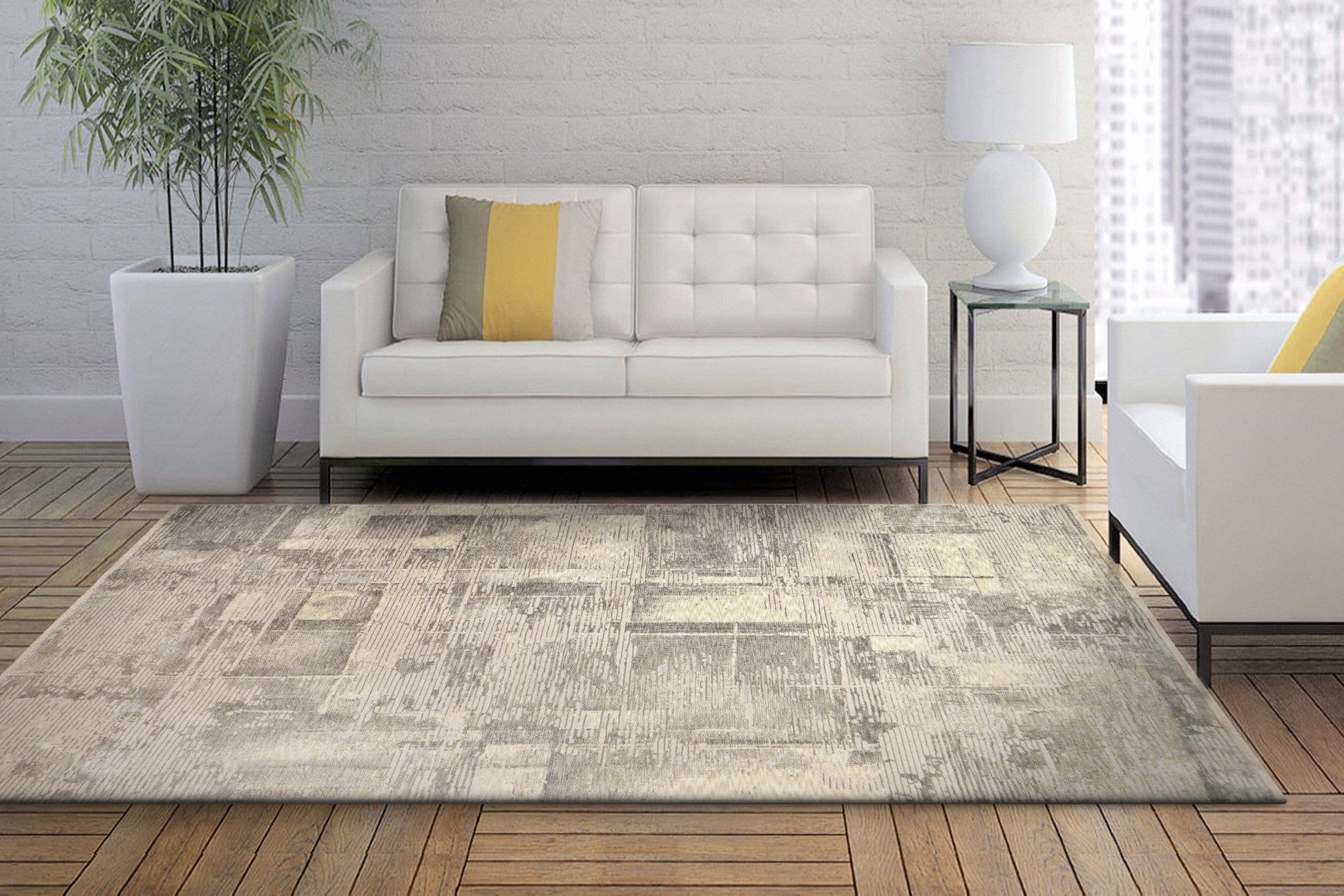 Dynamic Rugs Hudson 1454 Beige Grey Modern Machine - Made Rug - Rugs - Dynamic Rugs - Atlanta Designer Rugs