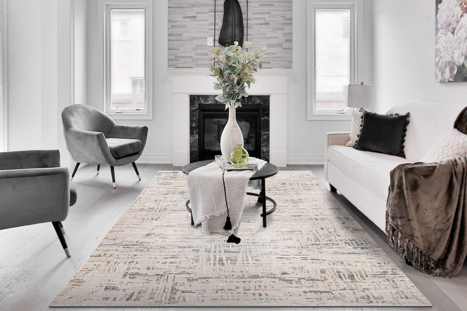 Dynamic Rugs Marina 8055 White Grey Modern Machine - Made Rug - Rugs - Dynamic Rugs - Atlanta Designer Rugs