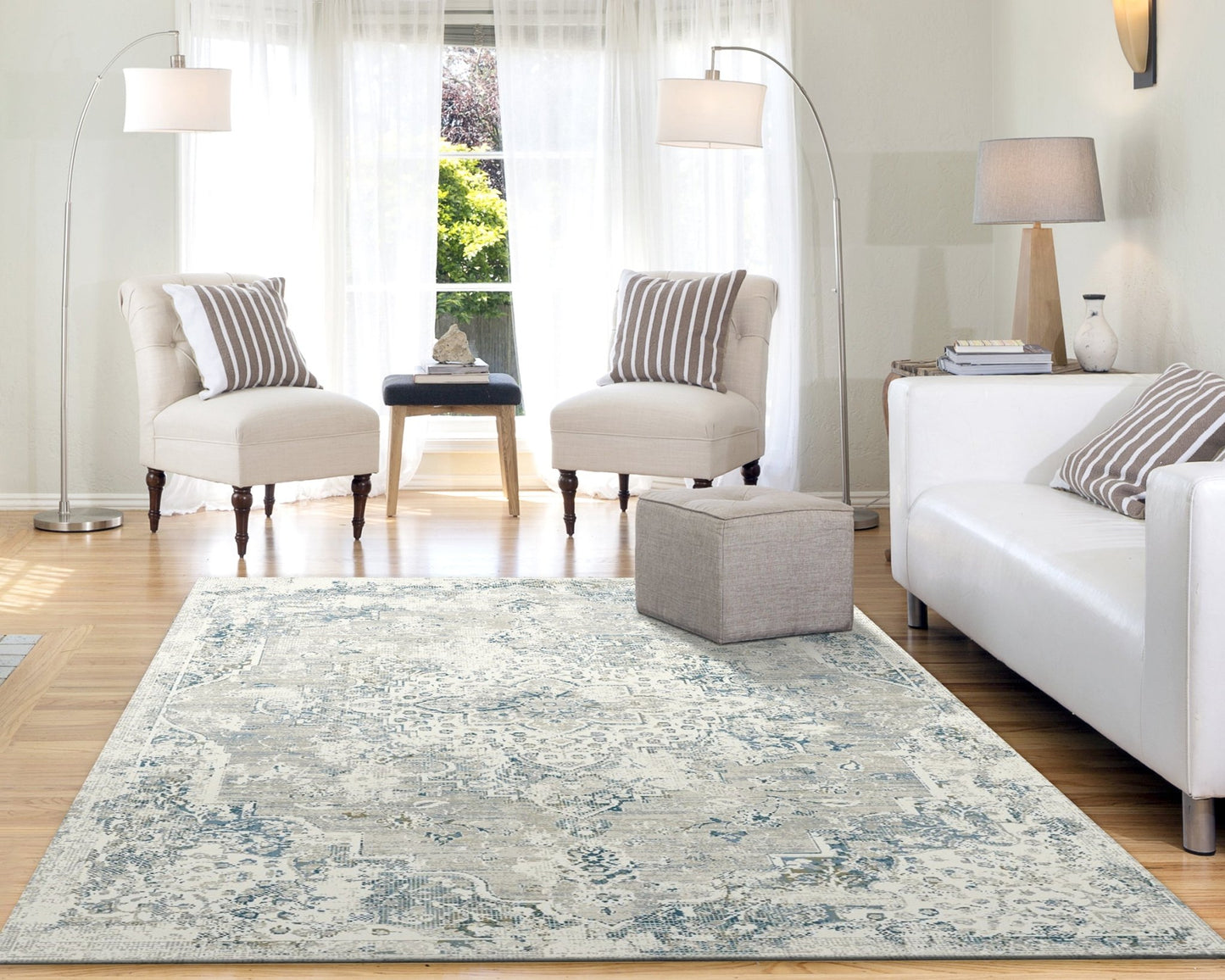 Dynamic Rugs Quartz 27064 Ivory Grey Blue Transitional Machine - Made Rug - Rugs - Dynamic Rugs - Atlanta Designer Rugs