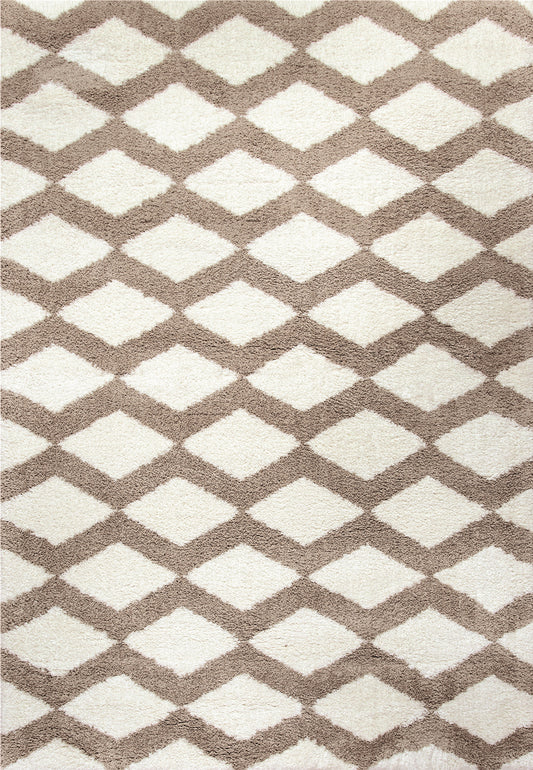 Dynamic Rugs Silky Shag 5904 White Contemporary Machine-Made Rug