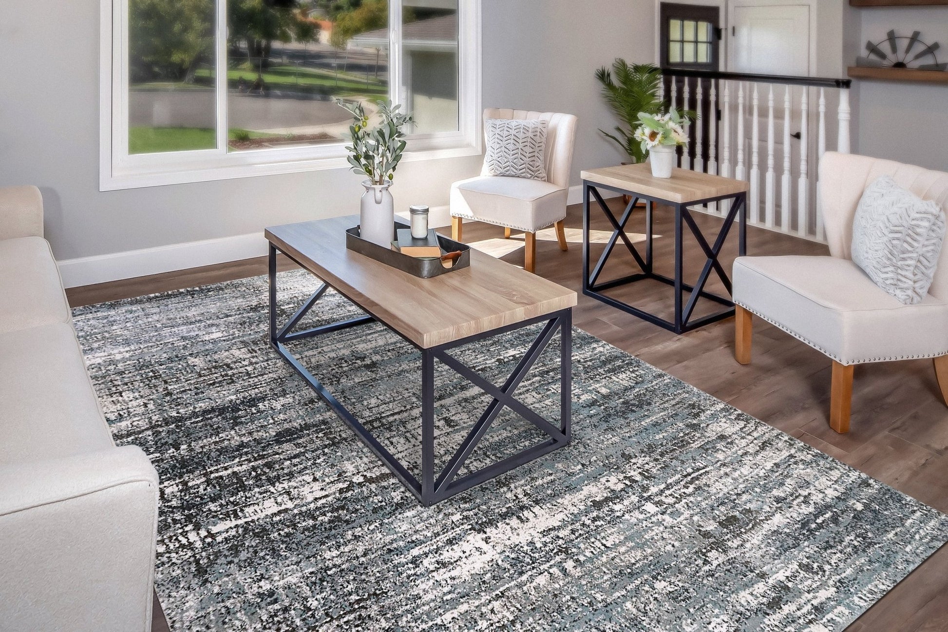 Dynamic Rugs Riley 6030 Blue Grey Modern Machine - Made Rug - Rugs - Dynamic Rugs - Atlanta Designer Rugs