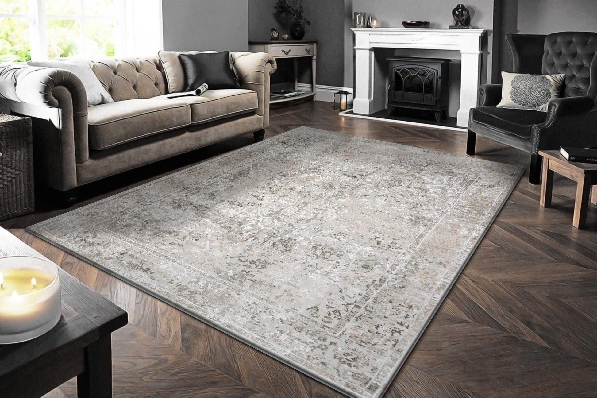 Dynamic Rugs Renaissance 3150 Ivory Grey Rust Transitional Machine - Made Rug - Rugs - Dynamic Rugs - Atlanta Designer Rugs