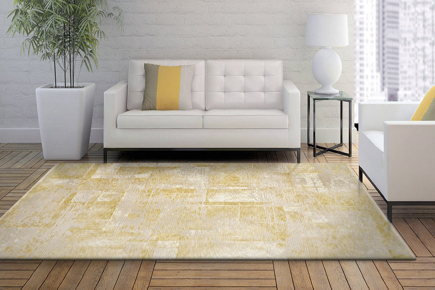 Dynamic Rugs Hudson 1454 Gold Modern Machine - Made Rug - Rugs - Dynamic Rugs - Atlanta Designer Rugs