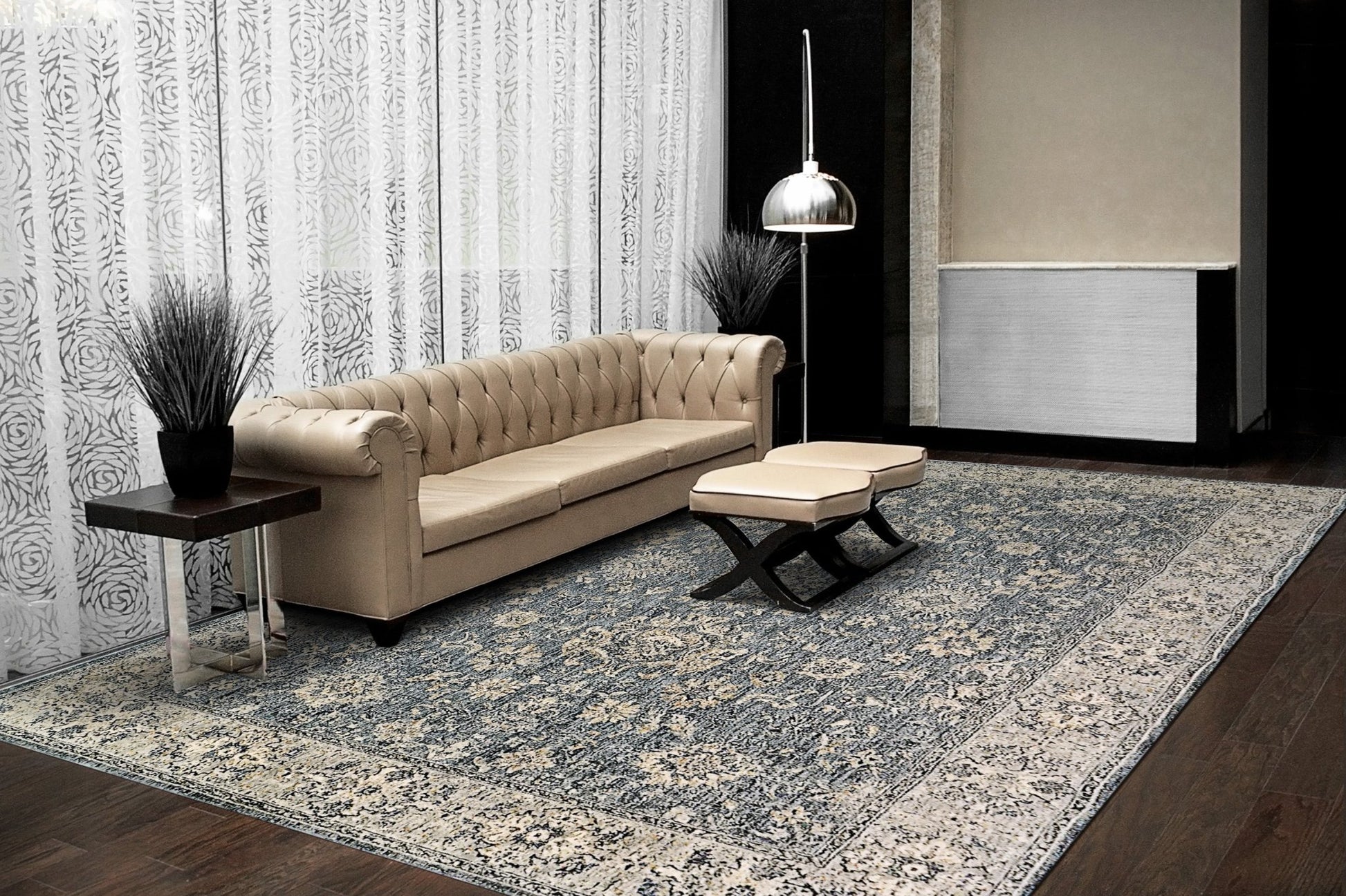 Dynamic Rugs Savoy 3572 Denim Grey Cream Traditional Machine - Made Rug - Rugs - Dynamic Rugs - Atlanta Designer Rugs