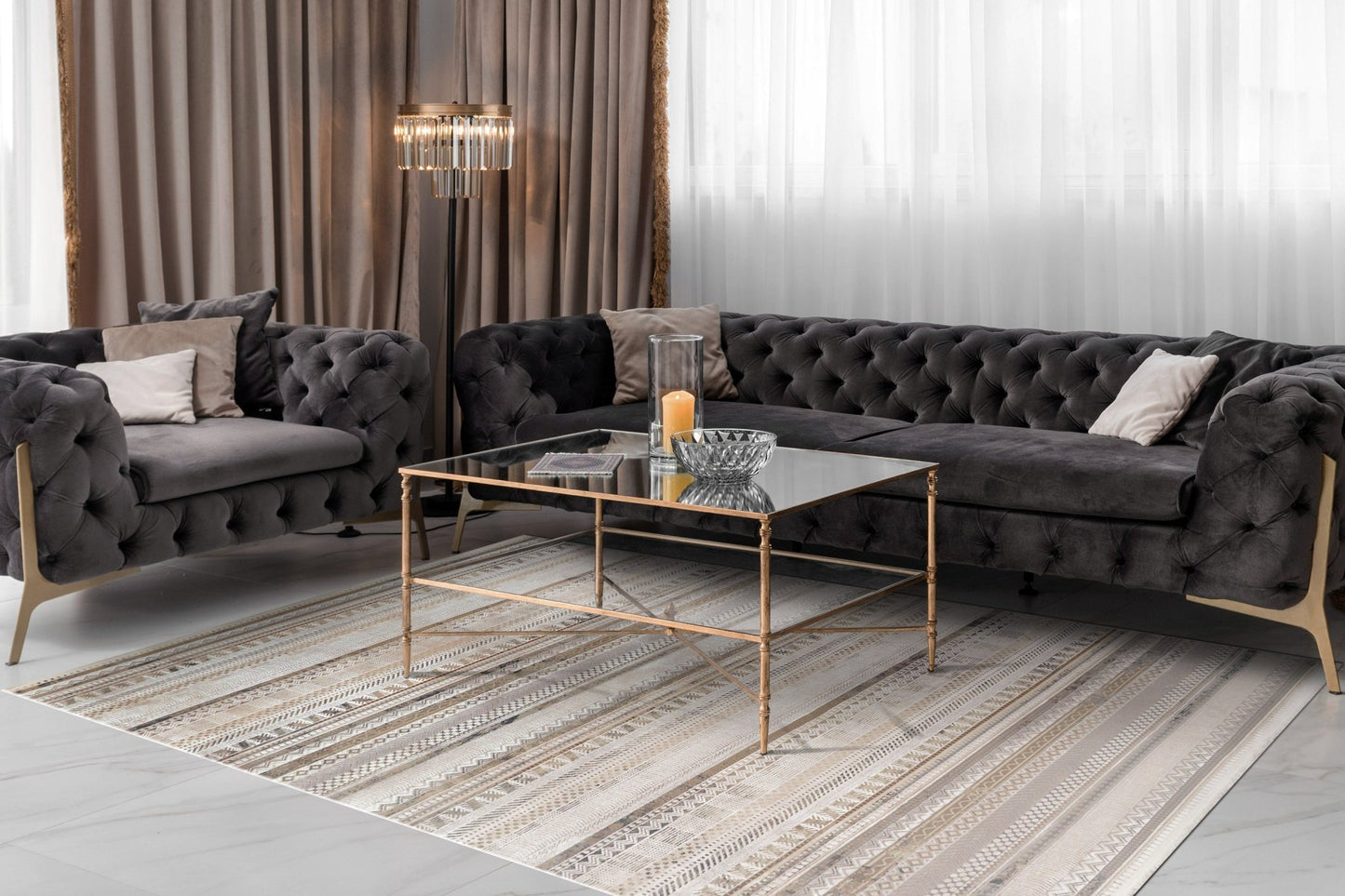 Dynamic Rugs Ruby 2182 Ivory Taupe Grey Modern Machine - Made Rug - Rugs - Dynamic Rugs - Atlanta Designer Rugs