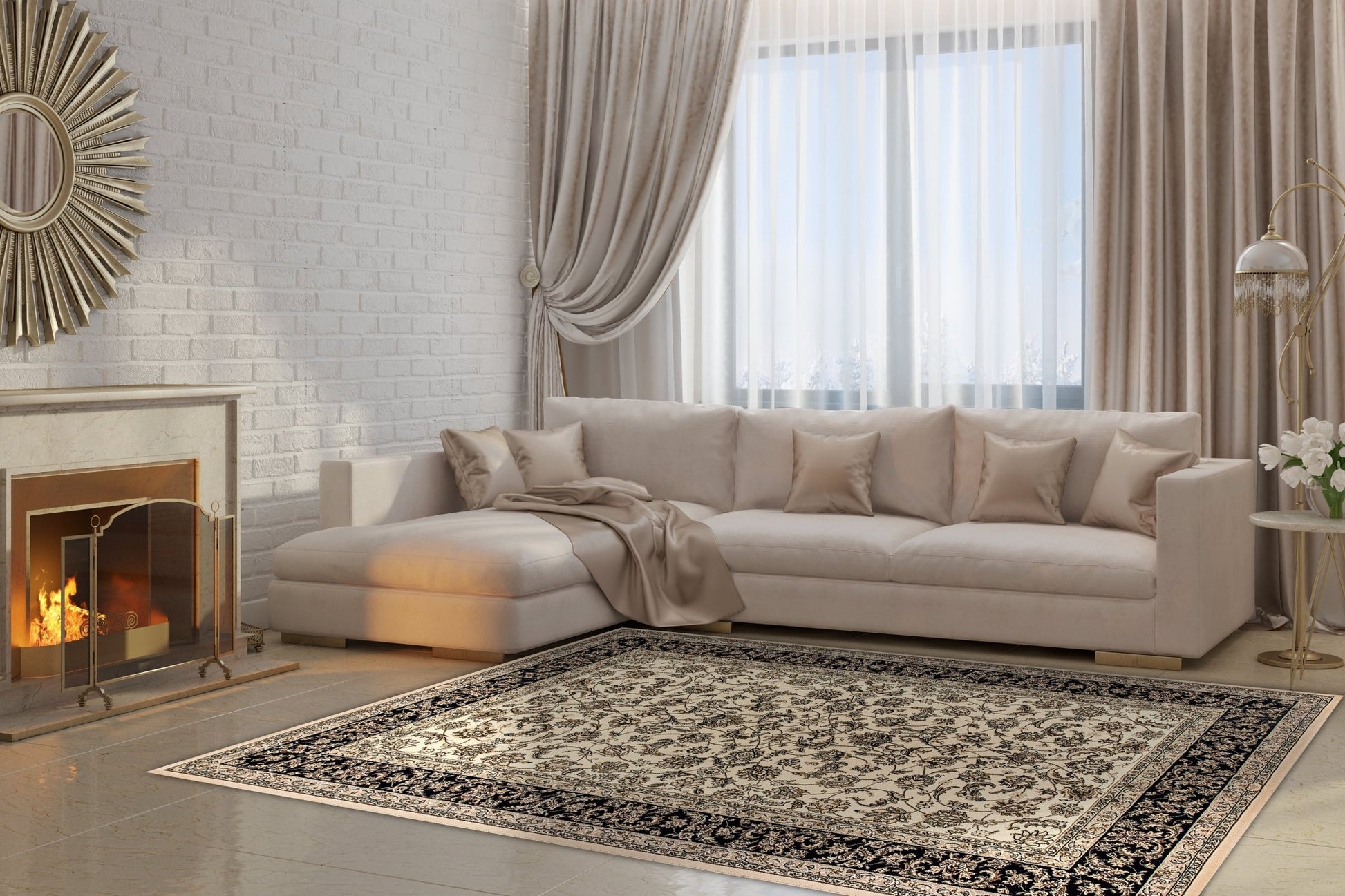 Dynamic Rugs Brilliant 72284 Ivory Traditional Machine - Made Rug - Rugs - Dynamic Rugs - Atlanta Designer Rugs