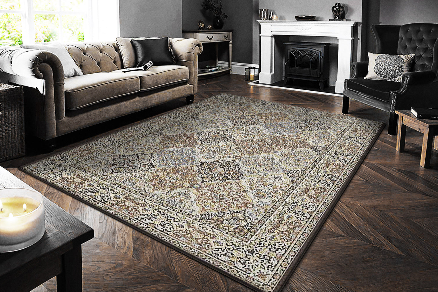 Dynamic Rugs Ancient Garden 57008 Brown Blue Traditional Machine-Made Rug