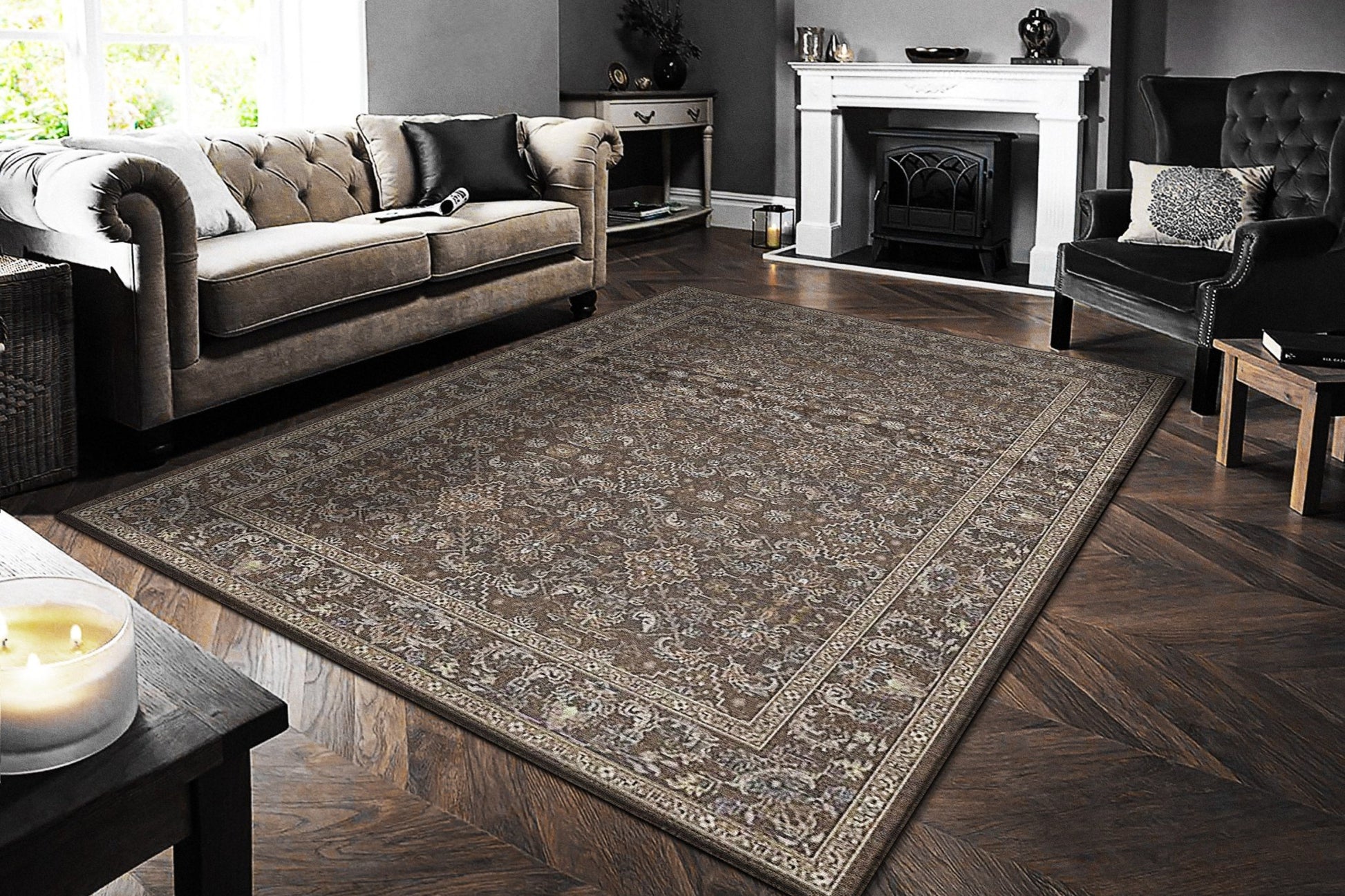 Dynamic Rugs Ancient Garden 57276 Dark Brown Beige Blue Traditional Machine - Made Rug - Rugs - Dynamic Rugs - Atlanta Designer Rugs