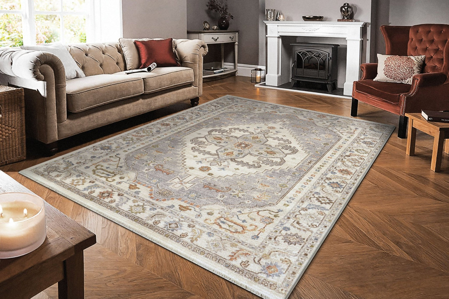 Dynamic Rugs Juno 6884 Ivory Grey Traditional Machine - Made Rug - Rugs - Dynamic Rugs - Atlanta Designer Rugs