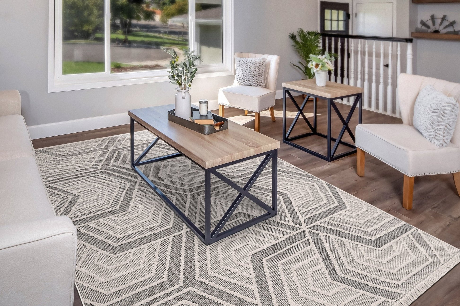 Dynamic Rugs Seville 3611 Ivory Grey Modern Machine - Made Rug - Rugs - Dynamic Rugs - Atlanta Designer Rugs