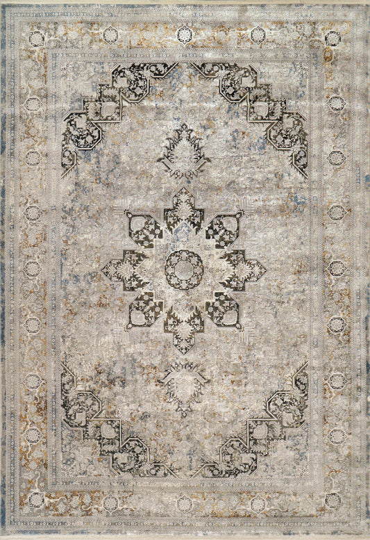 Dynamic Rugs Ruby 2185 Ivory Grey Gold Transitional Machine-Made Rug