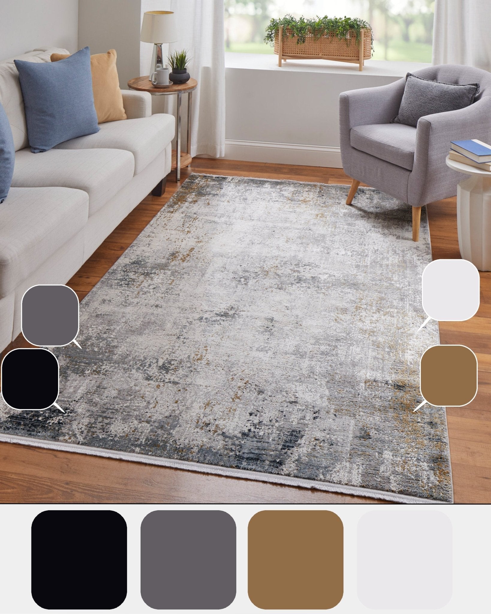 Feizy Cadiz 3892F Light Gray Ivory Modern/Industrial/Luxury & Gla Machine Woven Rug - Rugs - Feizy - Atlanta Designer Rugs