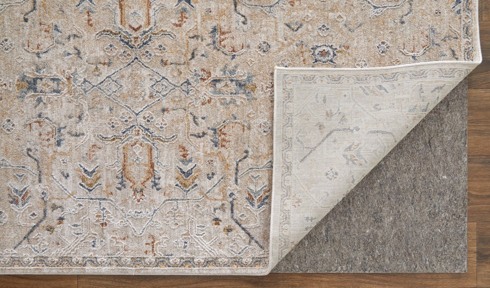 Feizy Pasha 39M6F Beige Blue Transitional/Bohemian & Eclect Machinemade Rug - Rugs - Feizy - Atlanta Designer Rugs