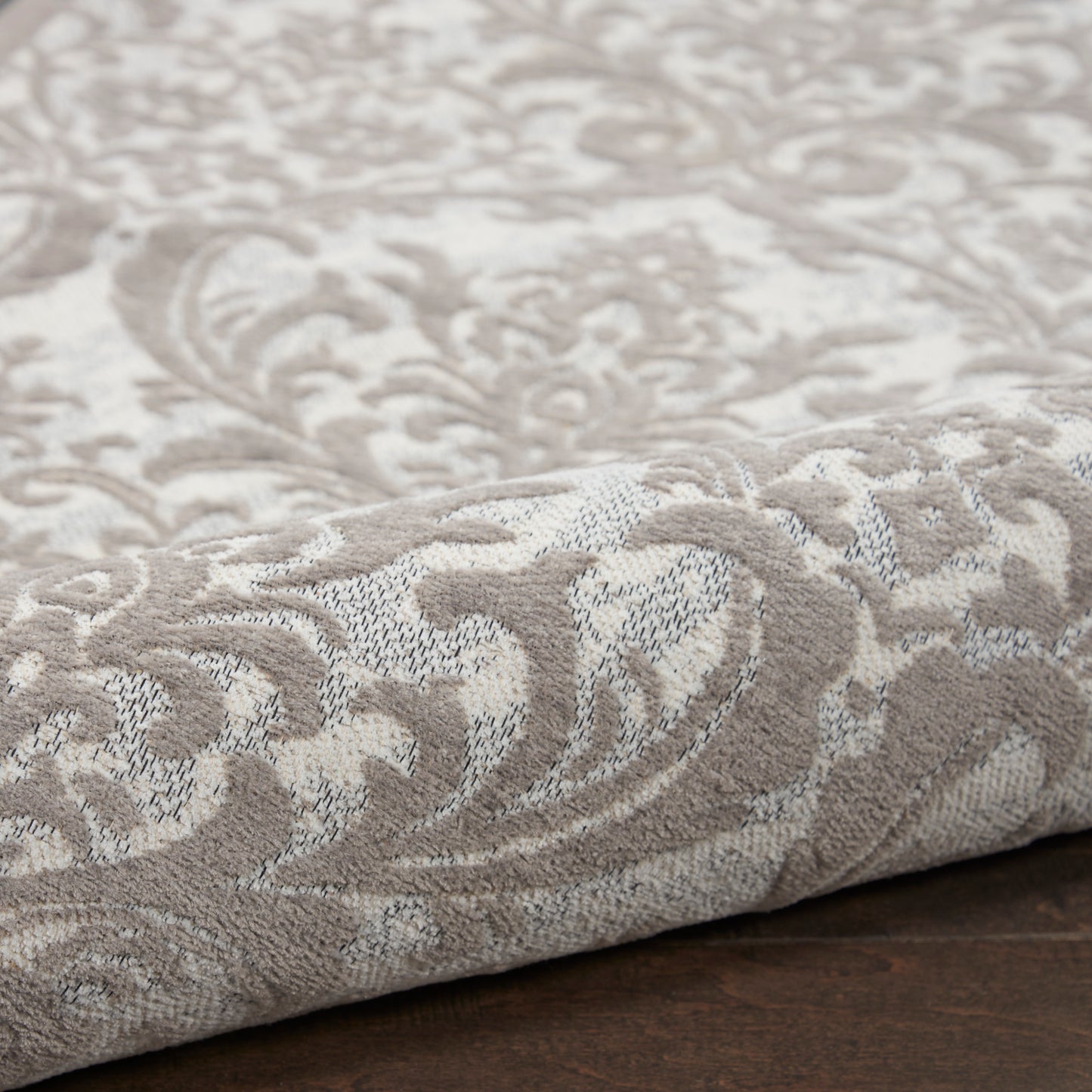 Nourison Home Damask  Ivory Grey  Traditional