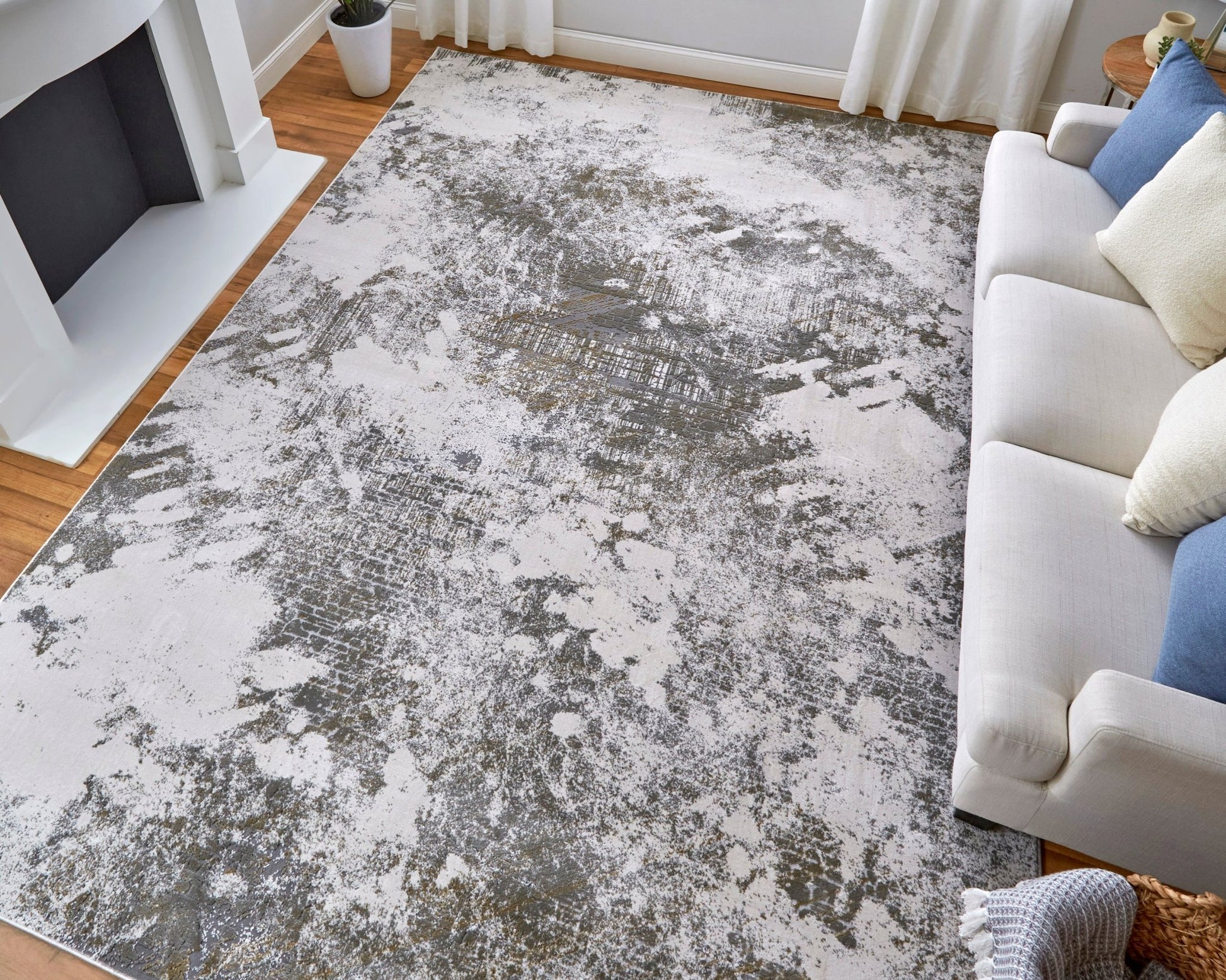 Feizy Waldor 39NDF Ivory Gray Modern/Bohemian & Eclectic/Ind Machine Woven Rug - Rugs - Feizy - Atlanta Designer Rugs