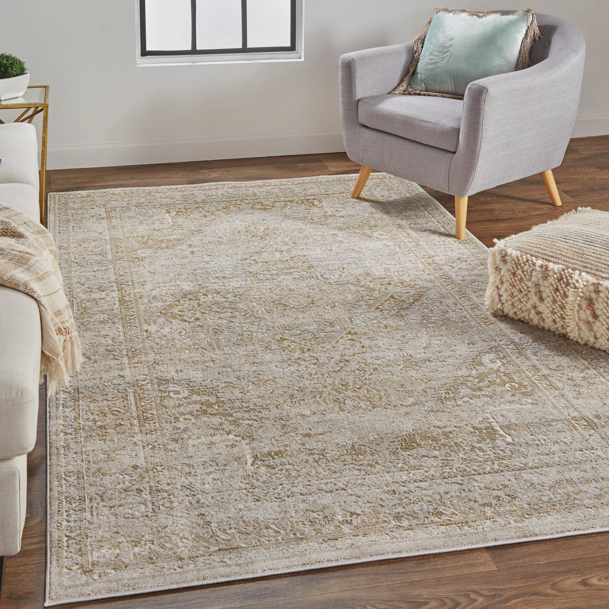 Feizy Aura 3734F Brown Gold Modern/Classic/Persian Machine Woven Rug - Rugs - Feizy - Atlanta Designer Rugs