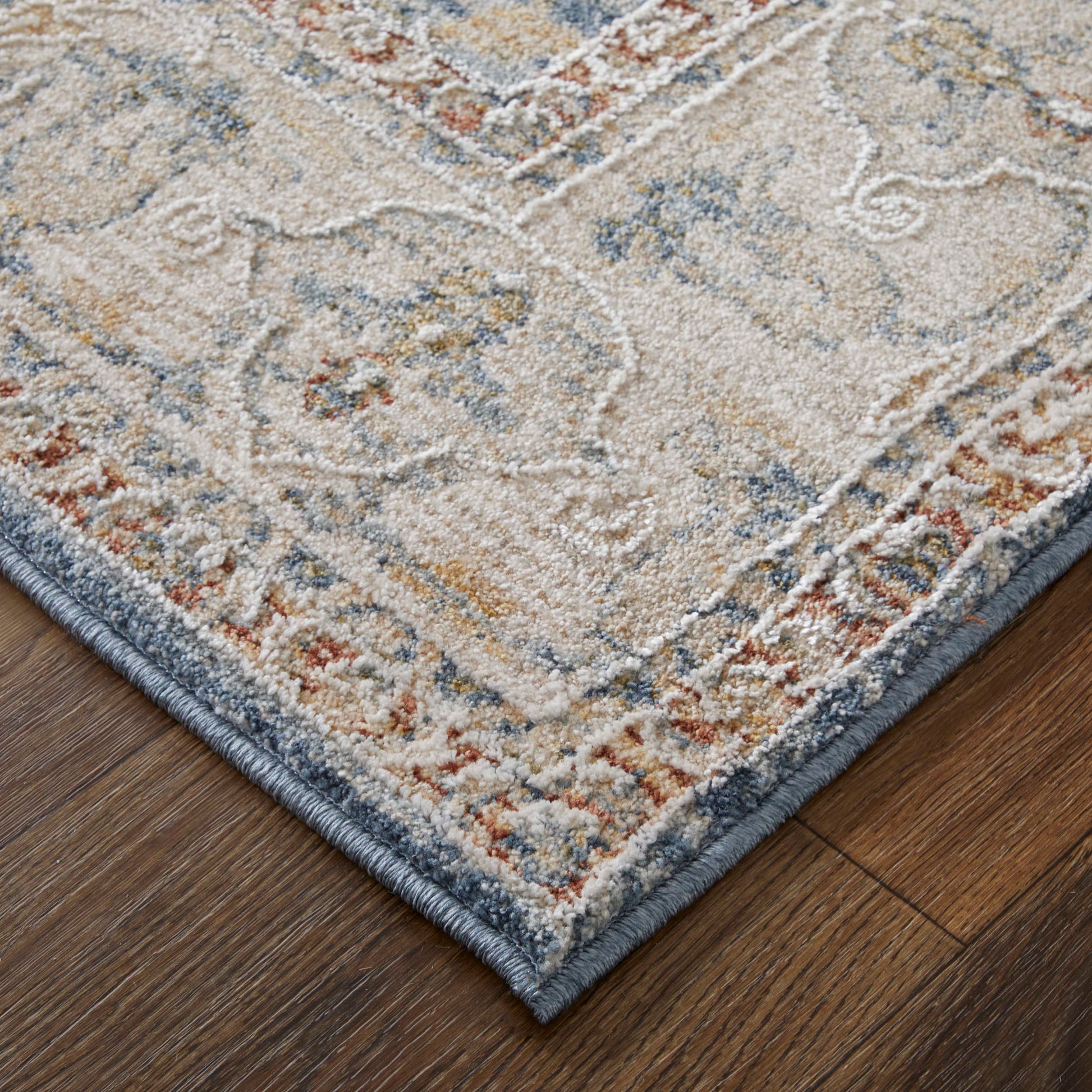 Feizy Pasha 39M4F Blue Ivory Transitional/Bohemian & Eclect Machinemade Rug - Rugs - Feizy - Atlanta Designer Rugs