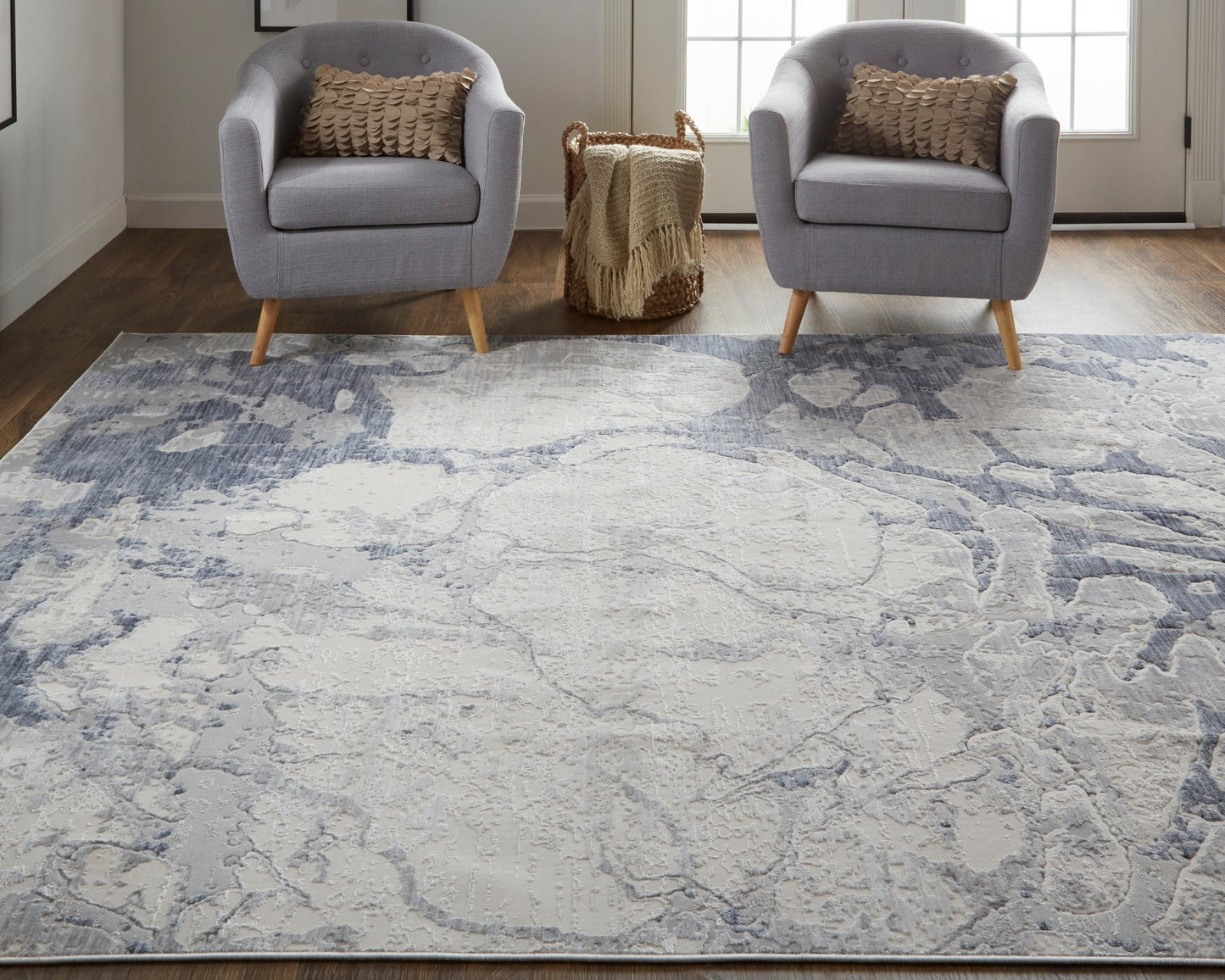 Feizy Laina 39G8F Blue Transitional/Casual Machine Woven Rug - Rugs - Feizy - Atlanta Designer Rugs