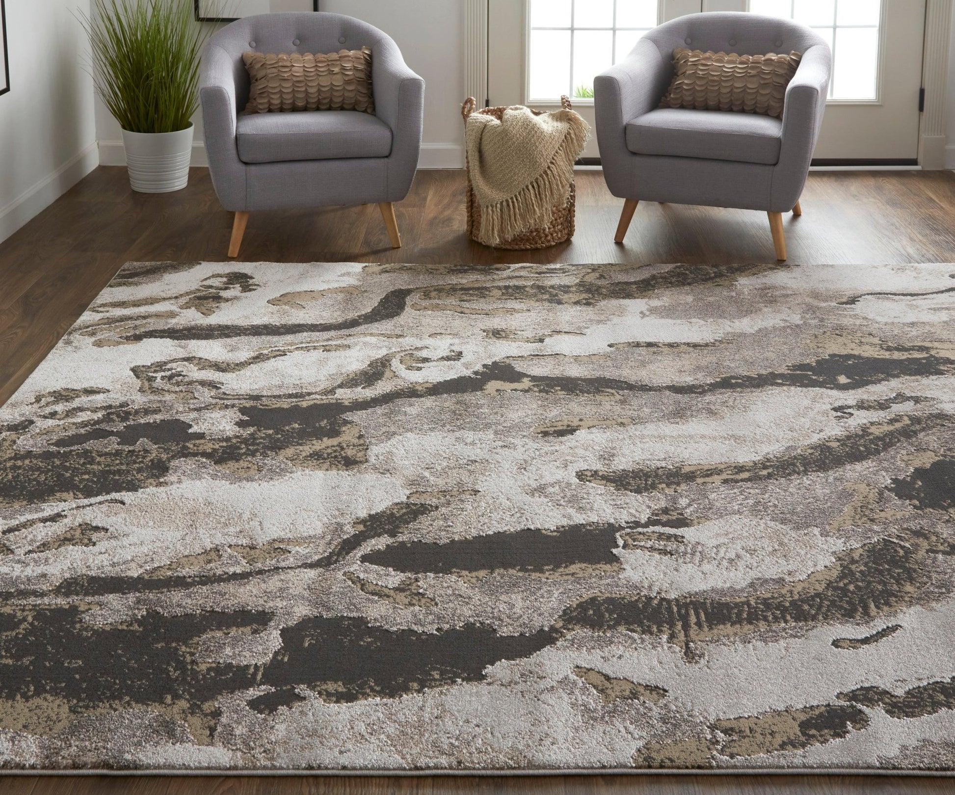 Feizy Vancouver 39FGF Charcoal Beige Modern/Bohemian & Eclectic Rug - Rugs - Feizy - Atlanta Designer Rugs