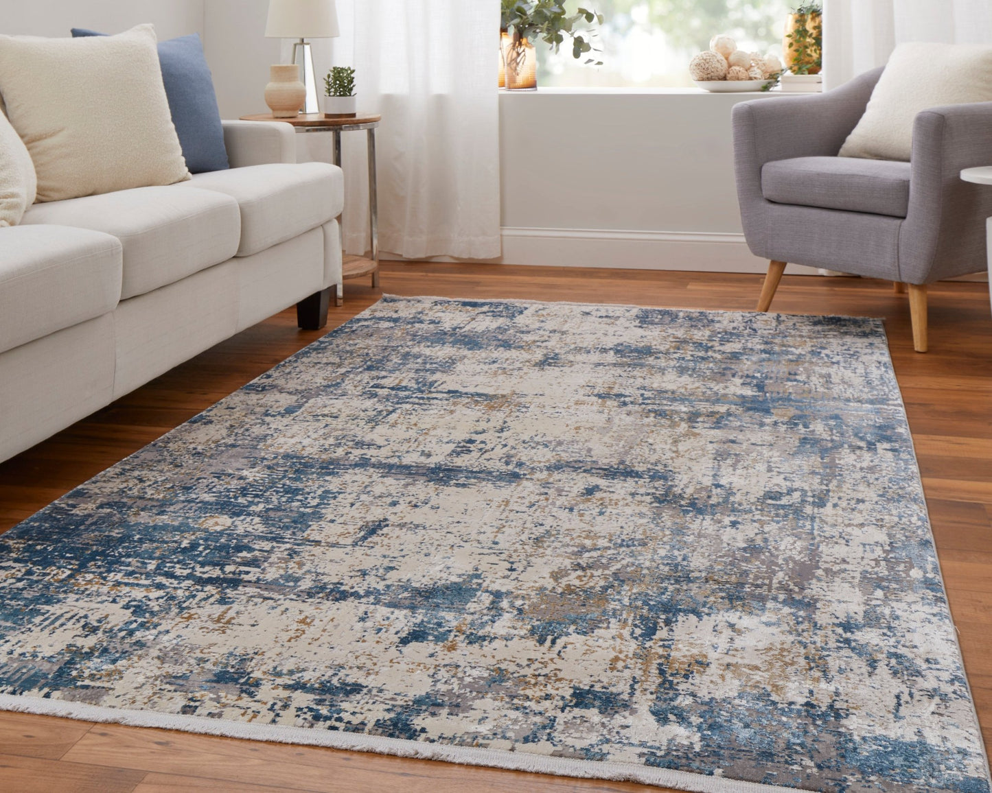 Feizy Cadiz 3891F Blue Ivory Modern/Industrial/Luxury & Gla Machine Woven Rug - Rugs - Feizy - Atlanta Designer Rugs