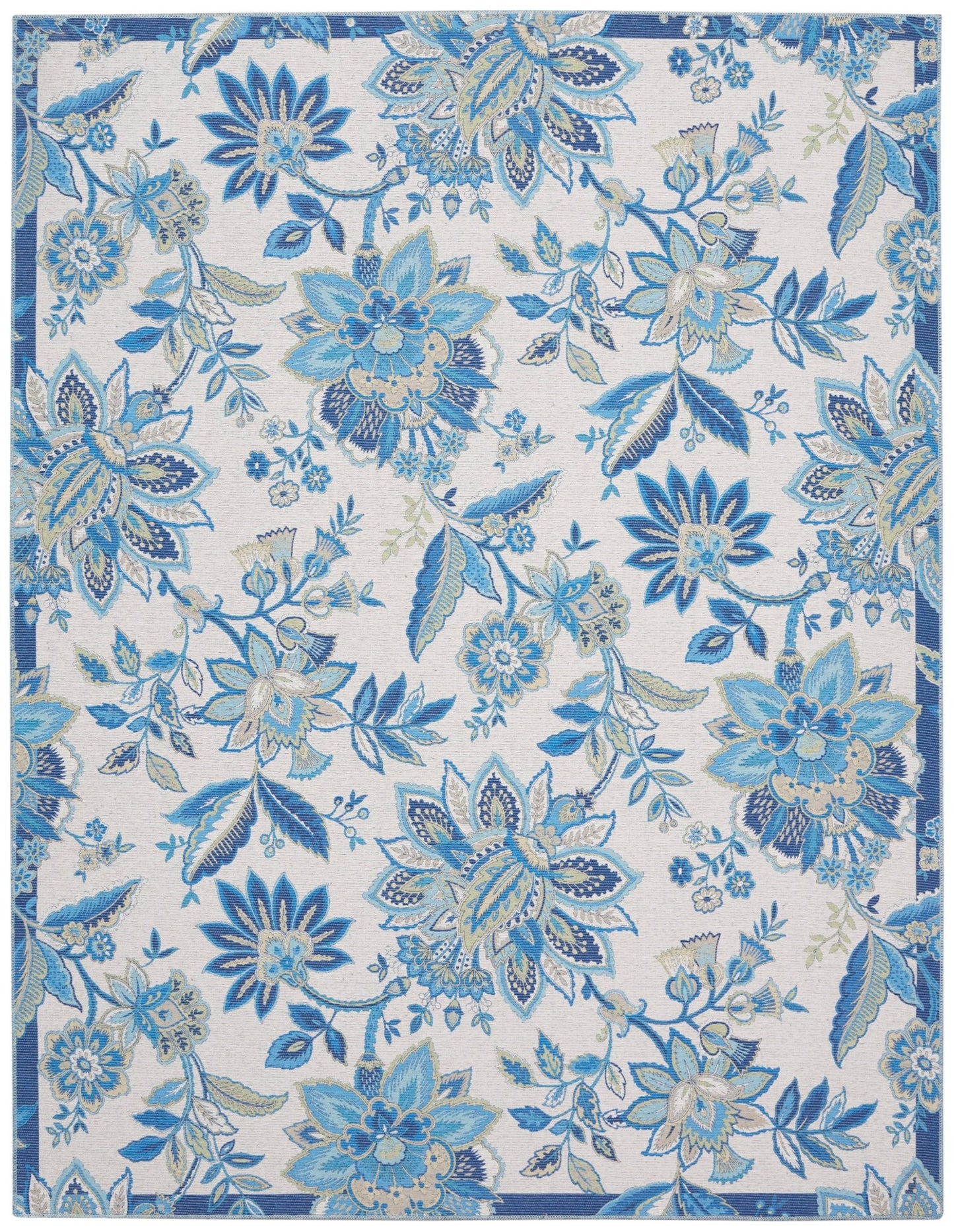 Waverly Washables Collection WAW01 Ivory Blue Contemporary Machinemade Rug - Rugs - Waverly - Atlanta Designer Rugs