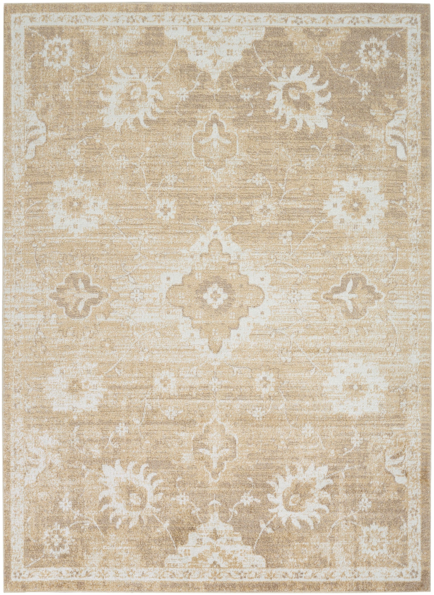 Nourison Home Astra Machine Washable ASW19 Ivory Gold Traditional Power-Loomed Rug