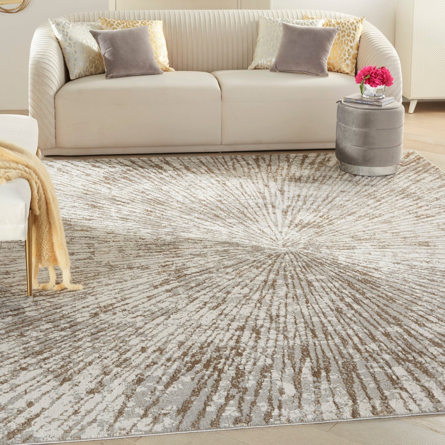 Inspire Me! Home Décor Metallic MTL01 Grey Mocha Contemporary Machinemade Rug - Rugs - Inspire Me! Home Décor - Atlanta Designer Rugs