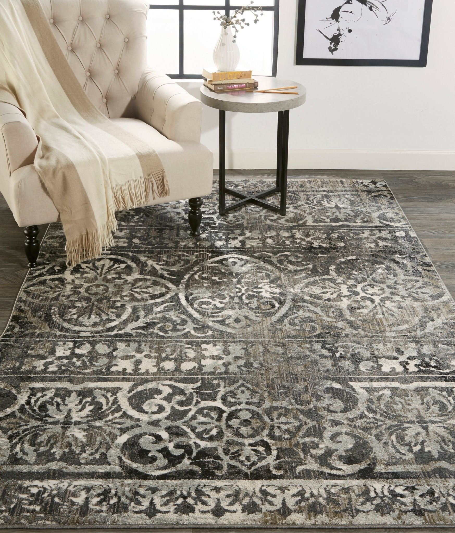 Feizy Kano 3871F Charcoal Ivory Transitional/Casual Rug - Rugs - Feizy - Atlanta Designer Rugs