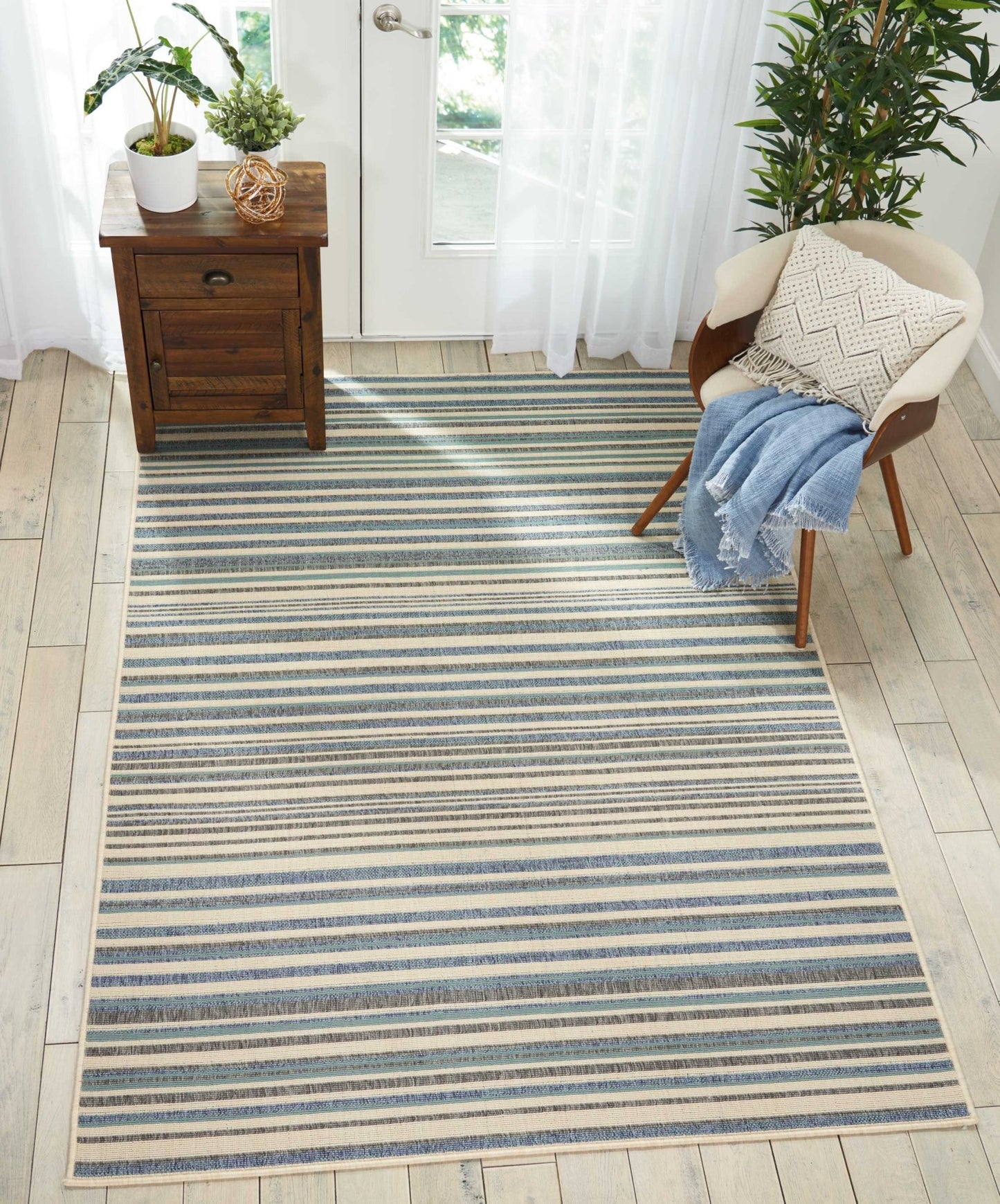 Barclay Butera Lido LID01 Blue Cream Contemporary Flat Weave Rug - Rugs - Barclay Butera - Atlanta Designer Rugs