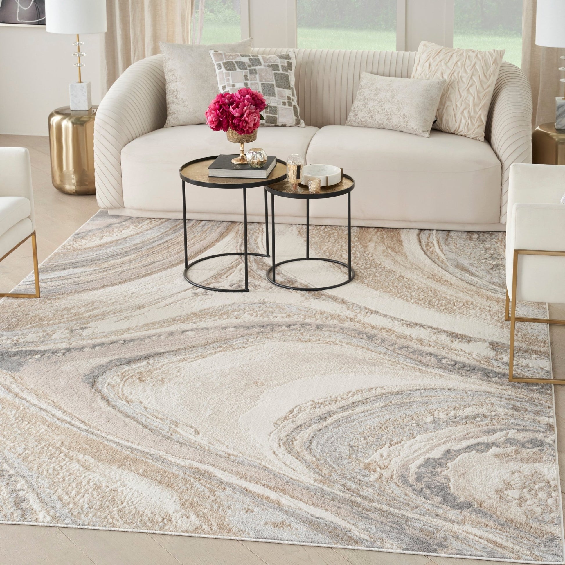 Inspire Me! Home Décor Brushstrokes BSK03 Cream Grey Contemporary Machinemade Rug - Rugs - Inspire Me! Home Décor - Atlanta Designer Rugs