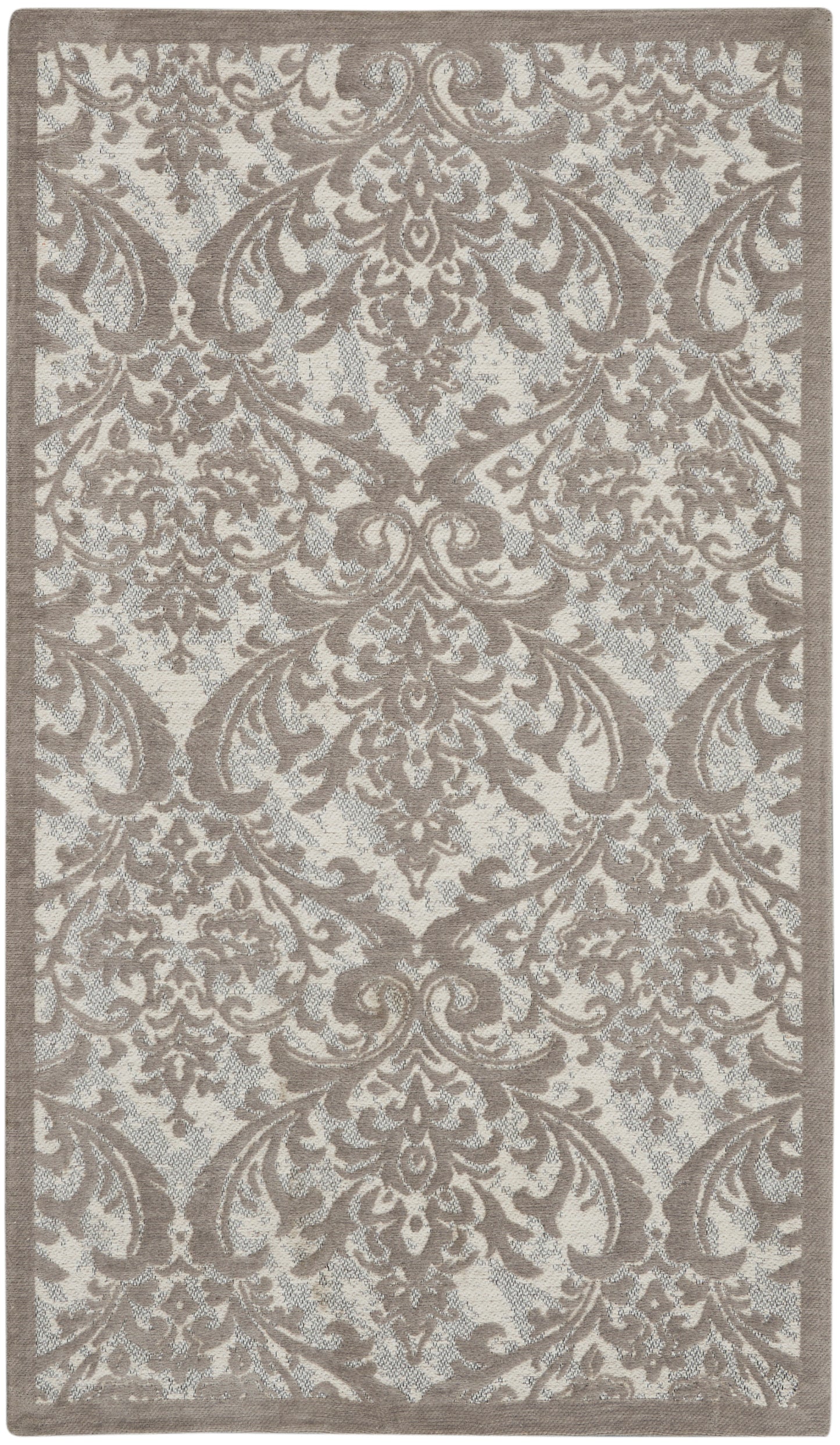 Nourison Home Damask DAS02 Ivory Grey Traditional Power-Loomed Rug