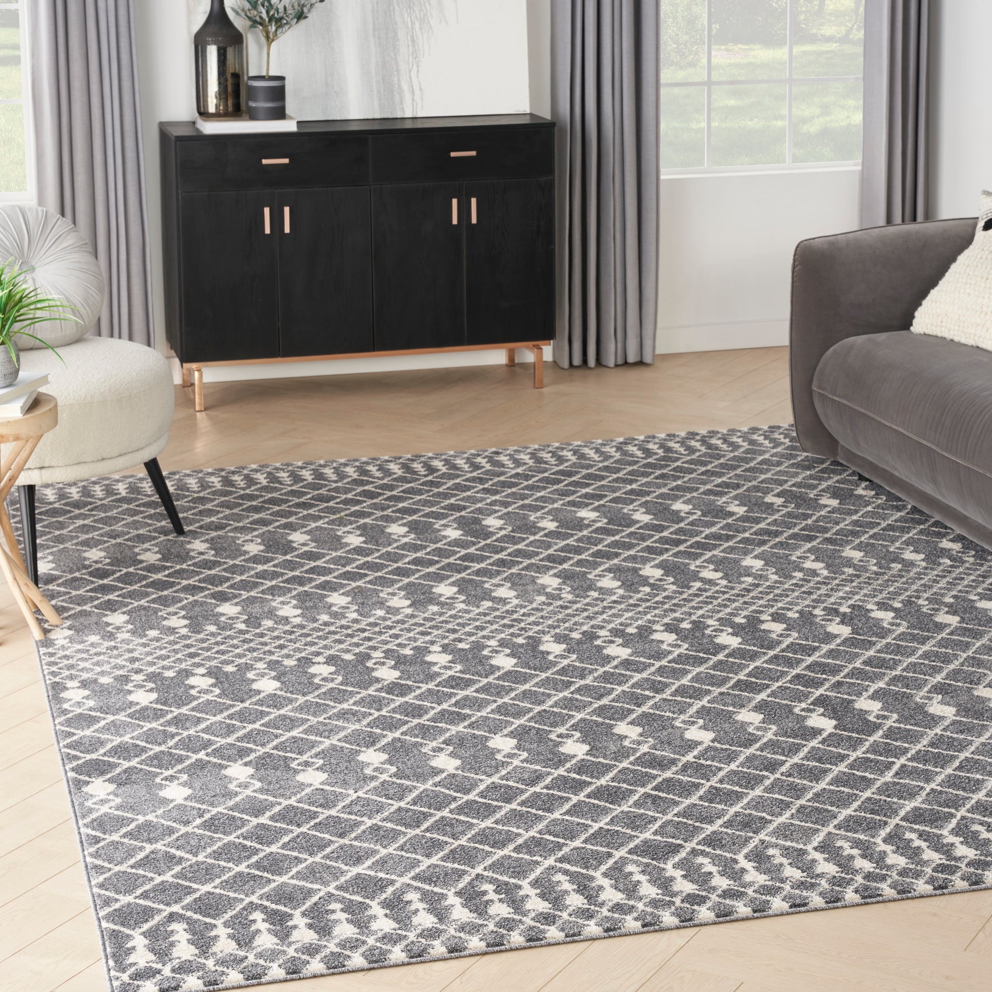 Nourison Home Palermo  Charcoal Ivory  Contemporary