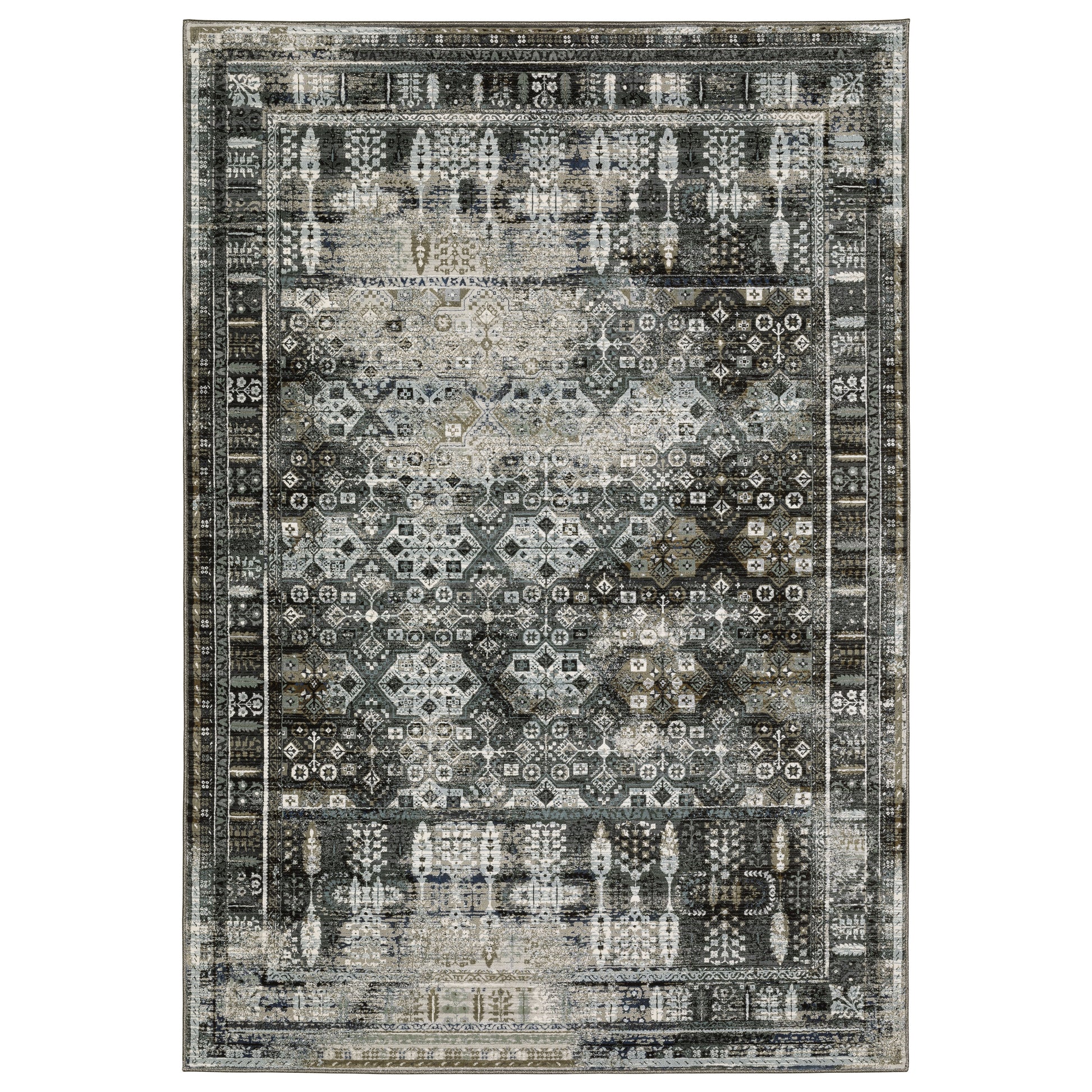 Oriental Weavers Gemini 070N2 Charcoal Traditional Power-Loomed Rug