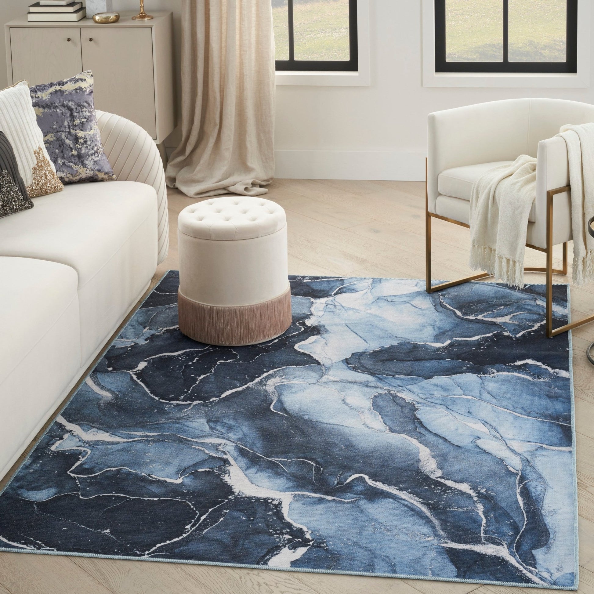 Inspire Me! Home Décor Daydream DDR02 Navy Blue Contemporary Machinemade Rug - Rugs - Inspire Me! Home Décor - Atlanta Designer Rugs