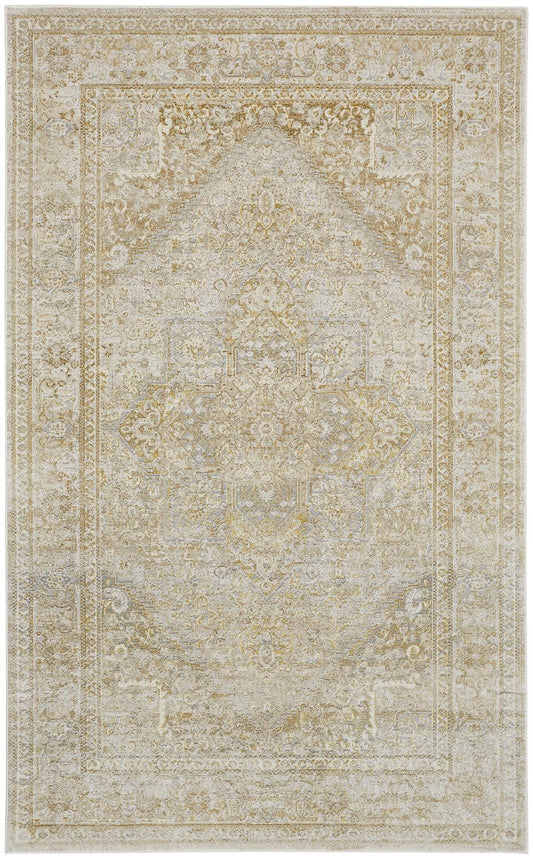 Feizy Aura 3734F Brown Gold Modern/Classic/Persian Machine Woven Rug - Rugs - Feizy - Atlanta Designer Rugs