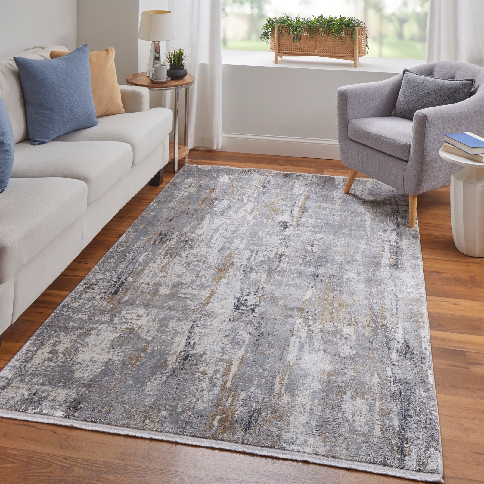 Feizy Cadiz 3887F Ivory Gray Modern/Casual/Industrial Machine Woven Rug - Rugs - Feizy - Atlanta Designer Rugs