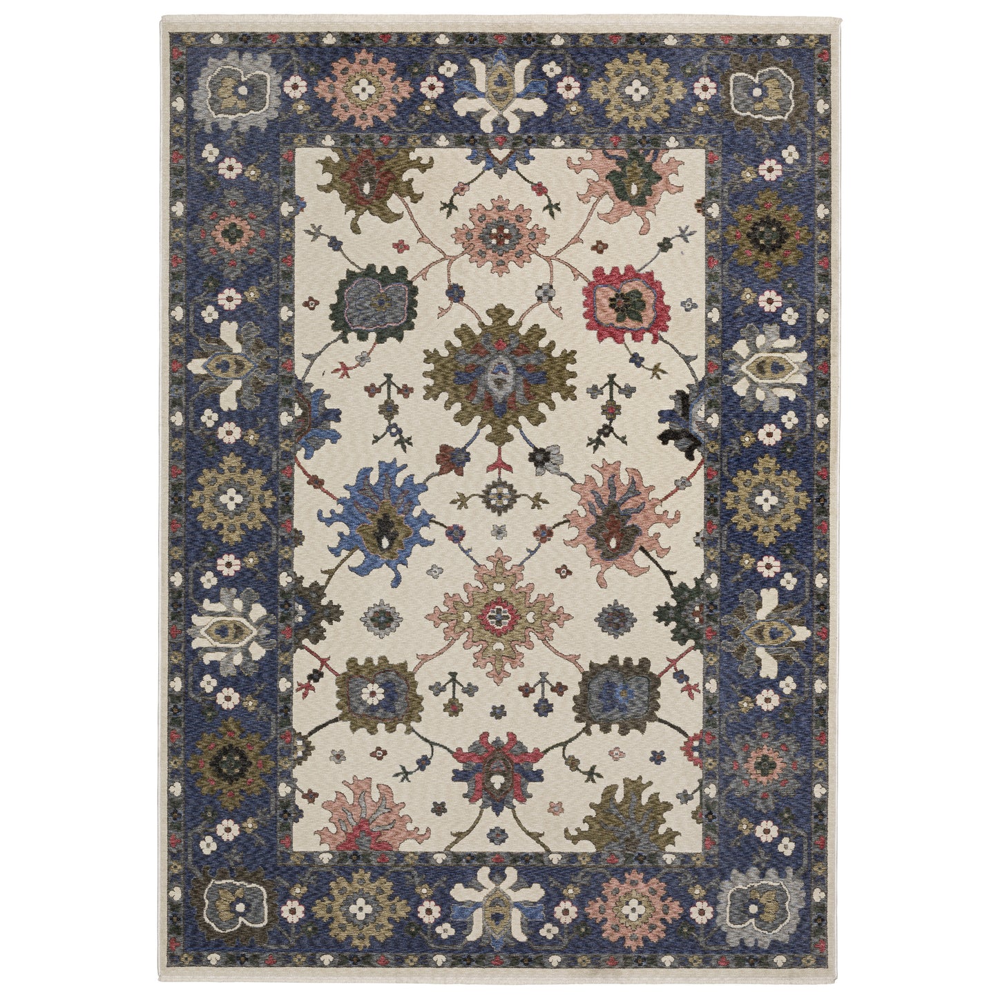 Oriental Weavers Hastings HA01E Ivory Blue Casual Power-Loomed Rug